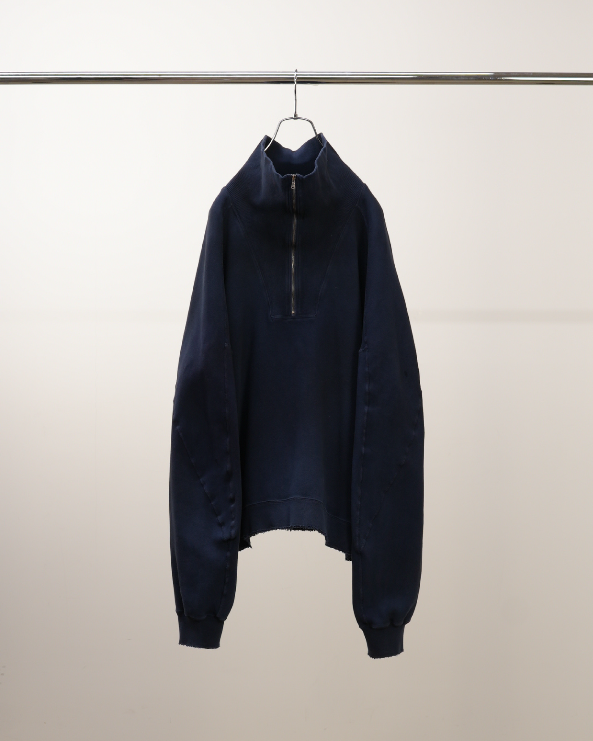 【ANCELLM】SMOOTH KNIT PULLOVER SHIRT - NAVY