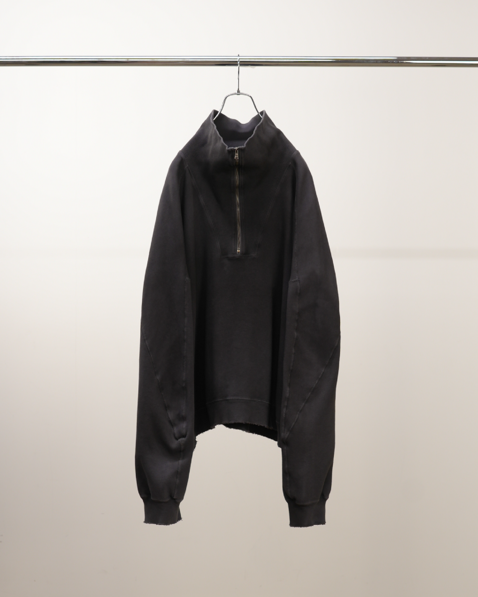 【ANCELLM】SMOOTH KNIT PULLOVER SHIRT - BLACK