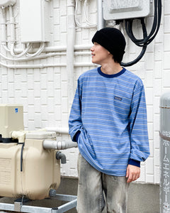 【THISISNEVERTHAT】BOLD STRIPE L/S TEE - BLUE