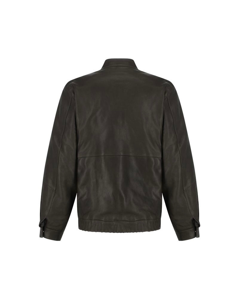[AMOMENTO] LAMBSKIN LEATHER BLOUSON - BROWN