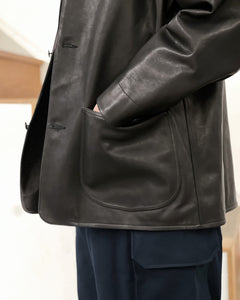 【blurhms】 LEATHER COVERALL - BLACK