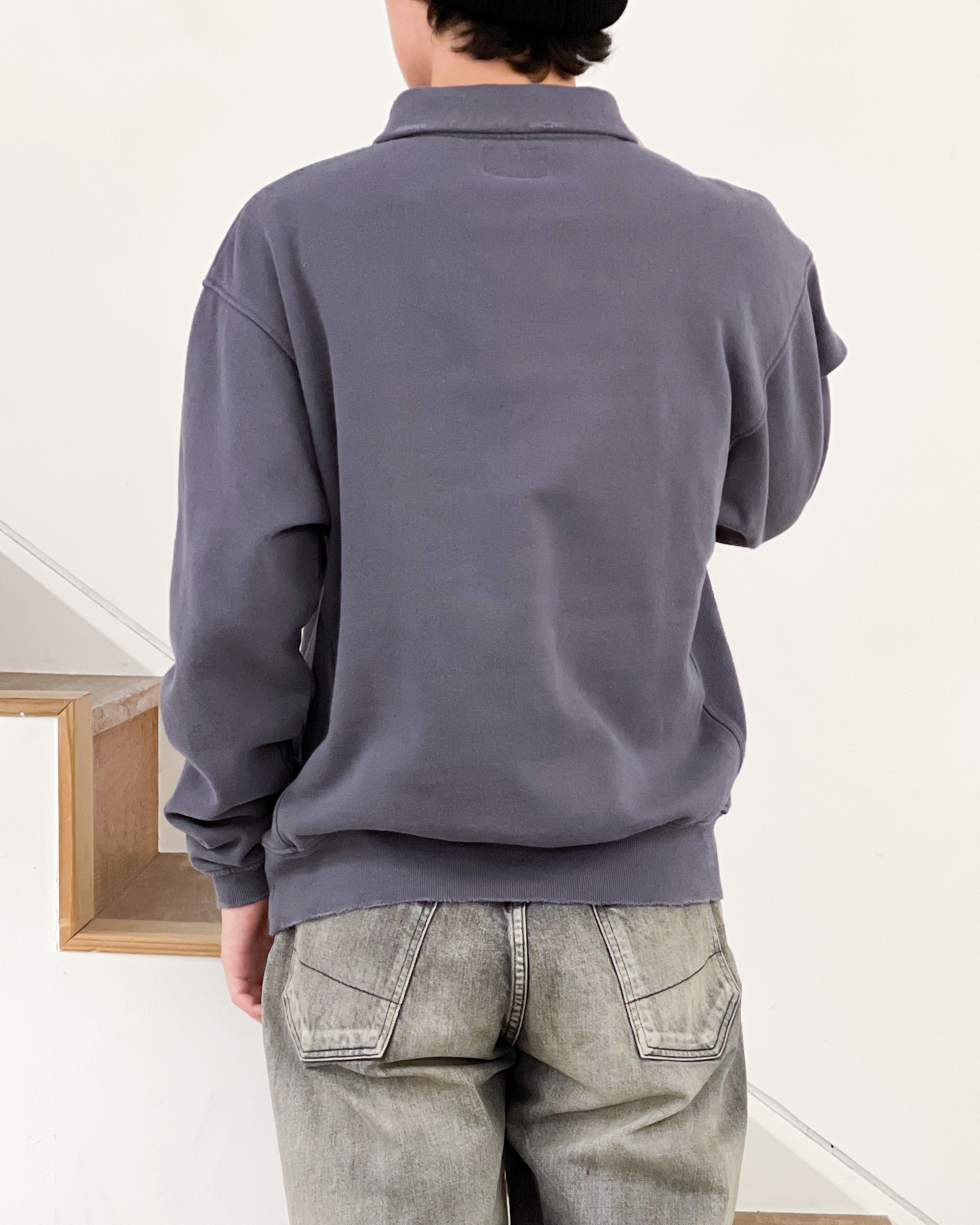 【THISISNEVERTHAT】HALF ZIP POLO SWEATSHIRT - DARK GREY