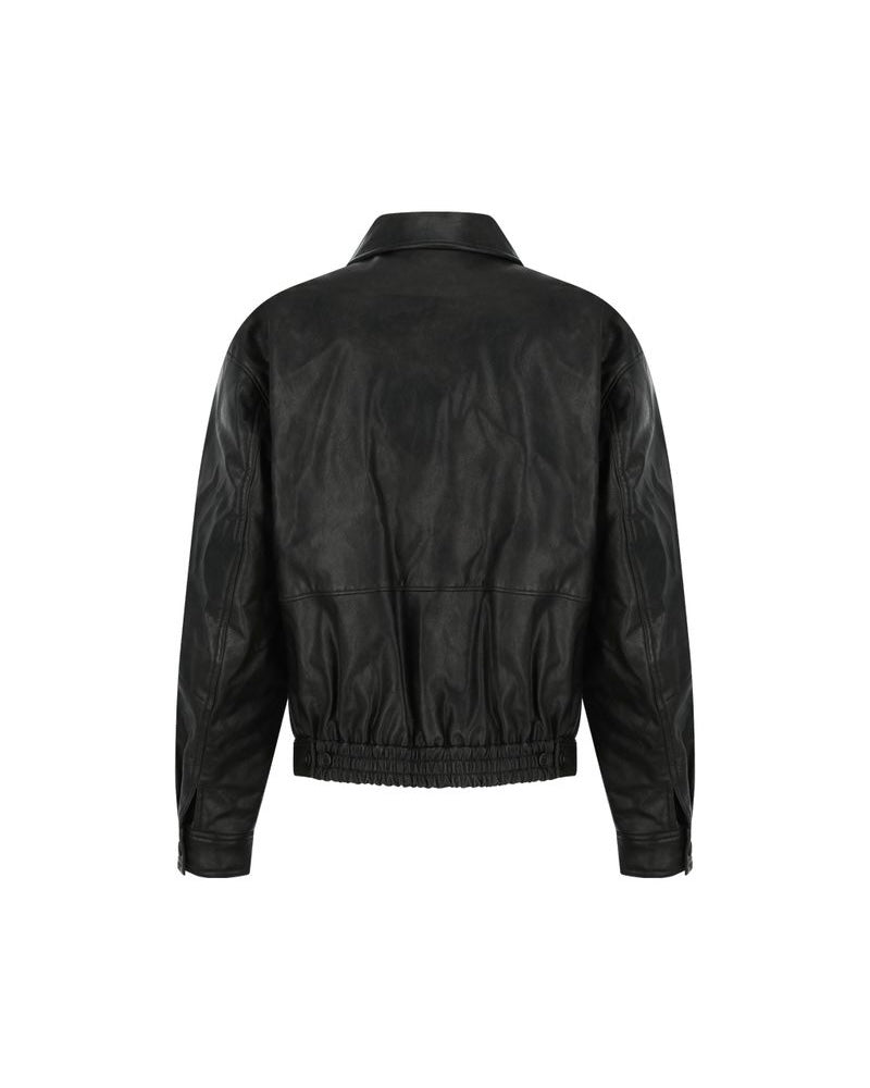 [AMOMENTO] SYNTHETIC LEATHER BLOUSON - BLACK