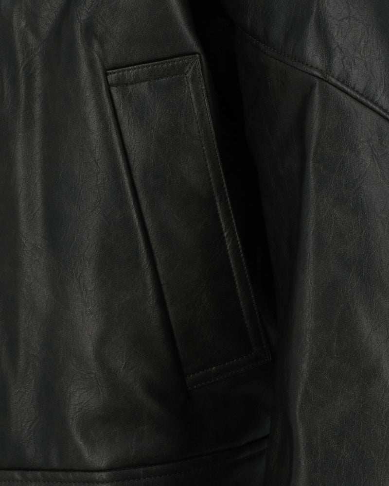 AMOMENTO] SYNTHETIC LEATHER BLOUSON - BLACK