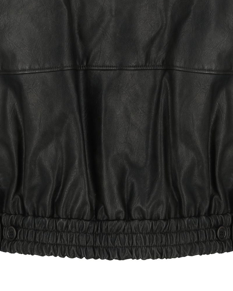 AMOMENTO】SYNTHETIC LEATHER BLOUSON - BLACK