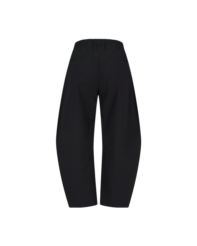 AMOMENTO】CURVED ZIP BANDING PANTS - BLACK