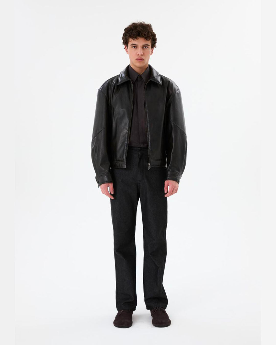 AMOMENTO レザーブルゾン ブラック L AMOMENTO】SYNTHETIC LEATHER BLOUSON - BLACK