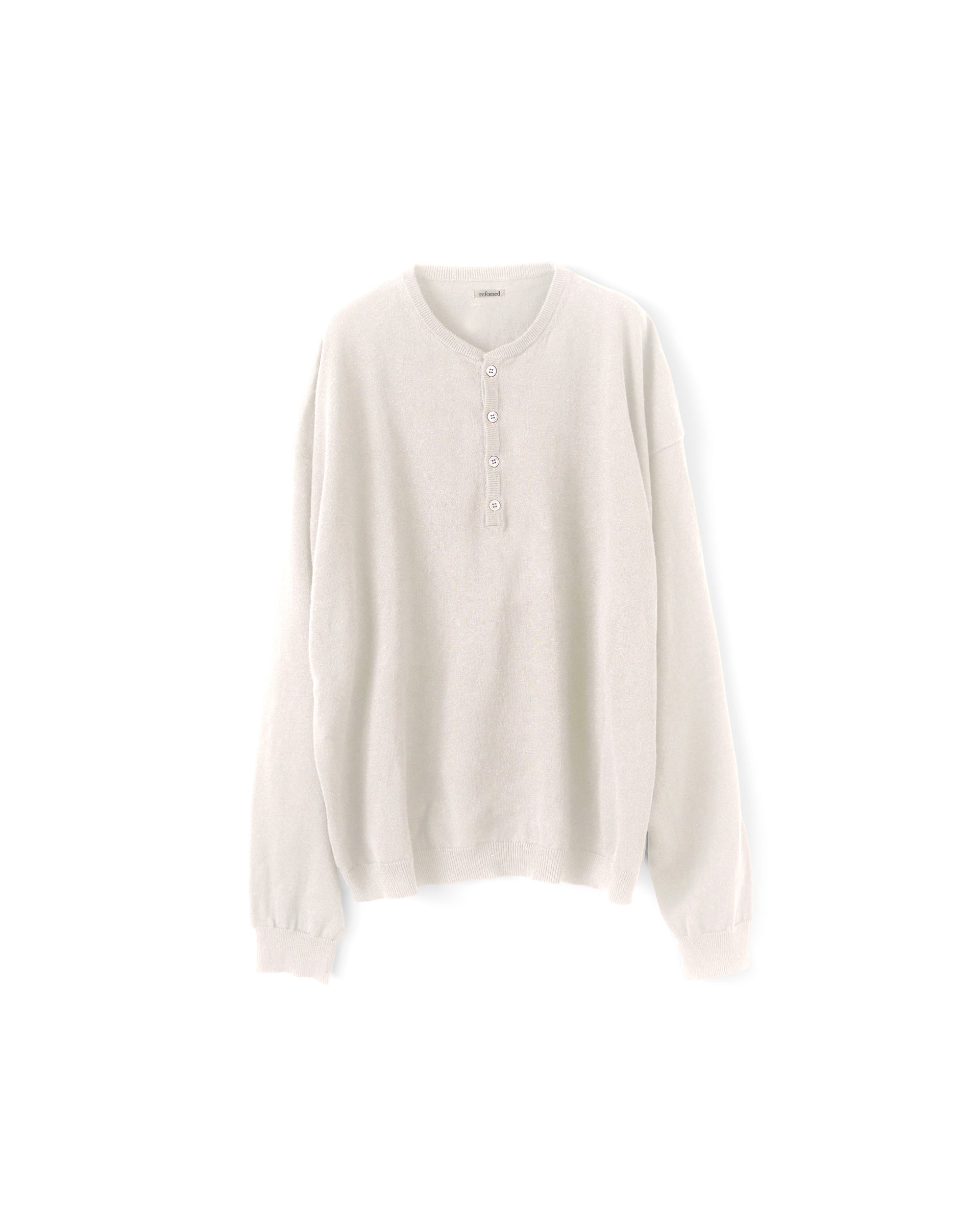 【REFOMED】OLD MAN HENLEY NECK KNIT - BEIGE