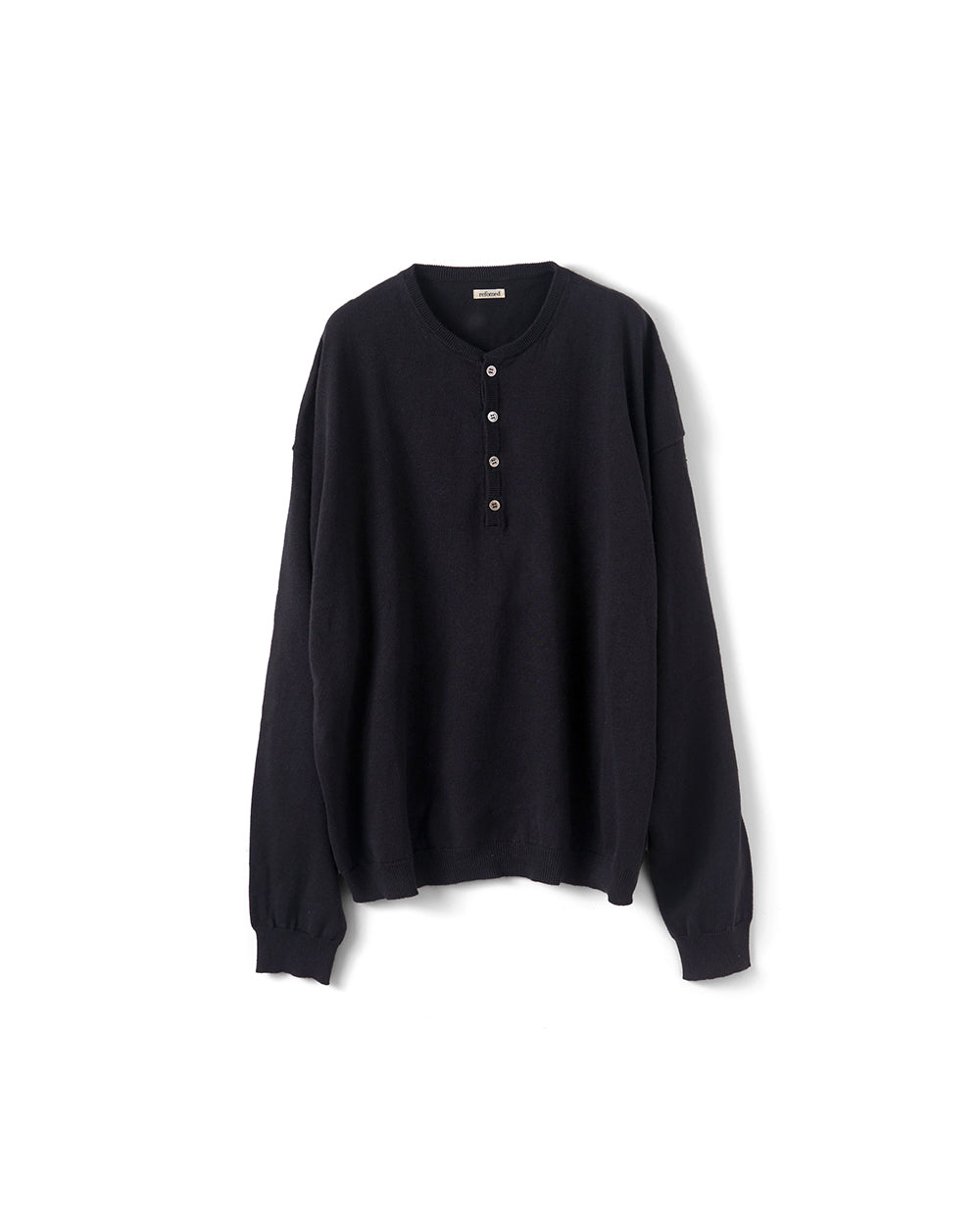 【REFOMED】OLD MAN HENLEY NECK KNIT - BLACK