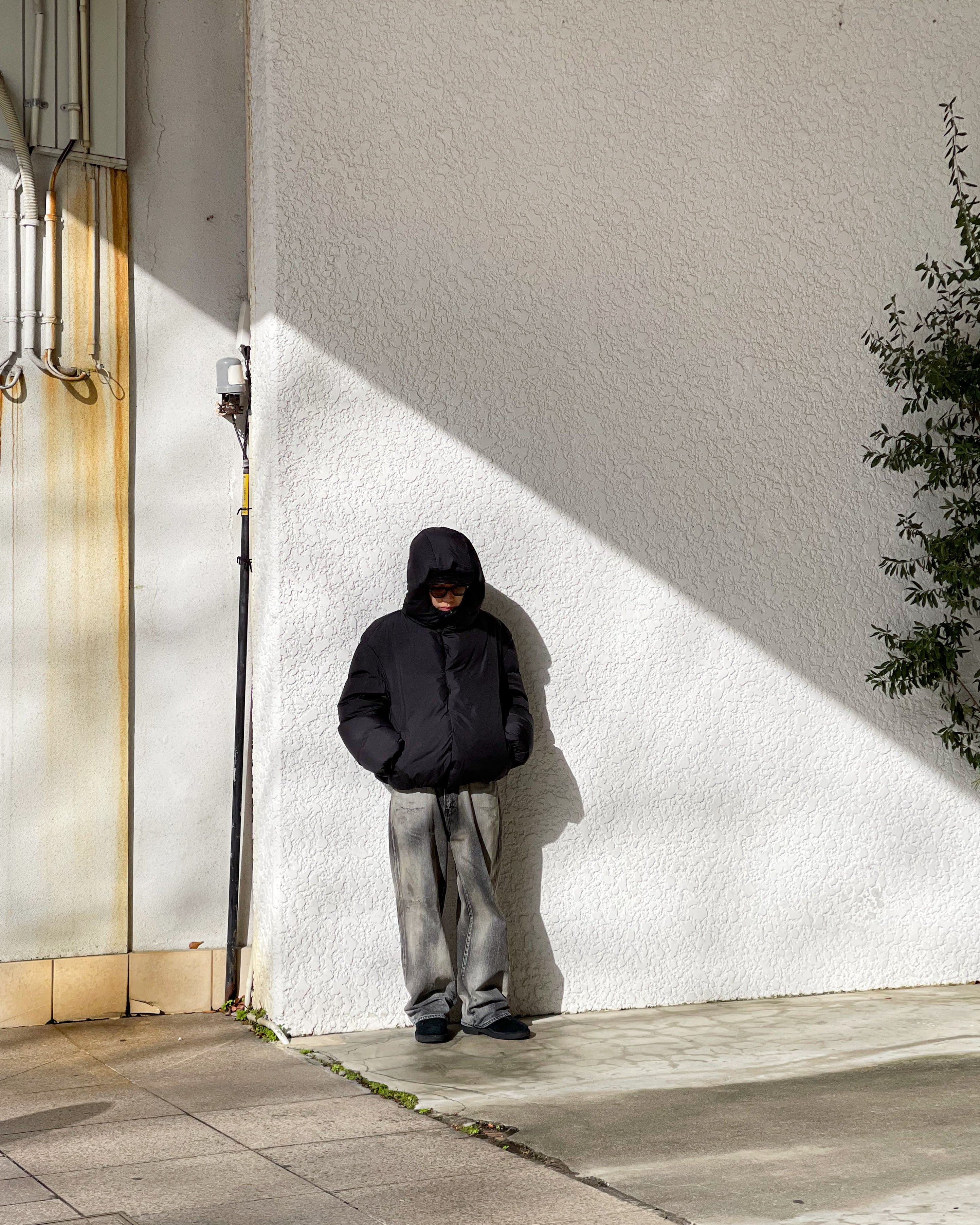 AMOMENTO】HOODED DOWN PUFFER - BLACK