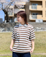 Load image into Gallery viewer, [THISISNEVERTHAT] STRIPED KNIT POLO - IVORY
