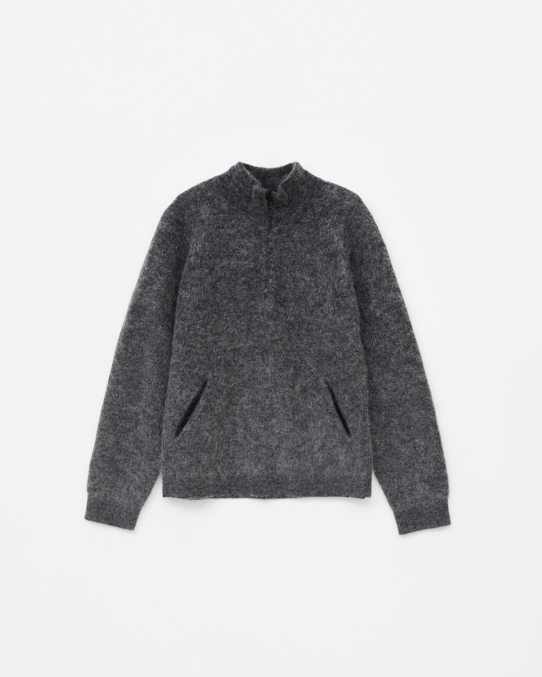 【HIKING PATROL】ESSENCE MOHAIR MIXED KNIT TOP - DK GREY
