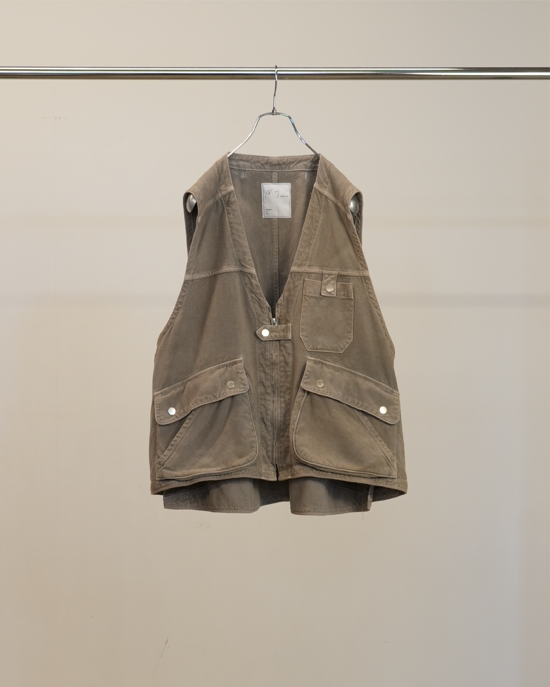 【ANCELLM】C/R DUCK UTILITY VEST - GREIGE