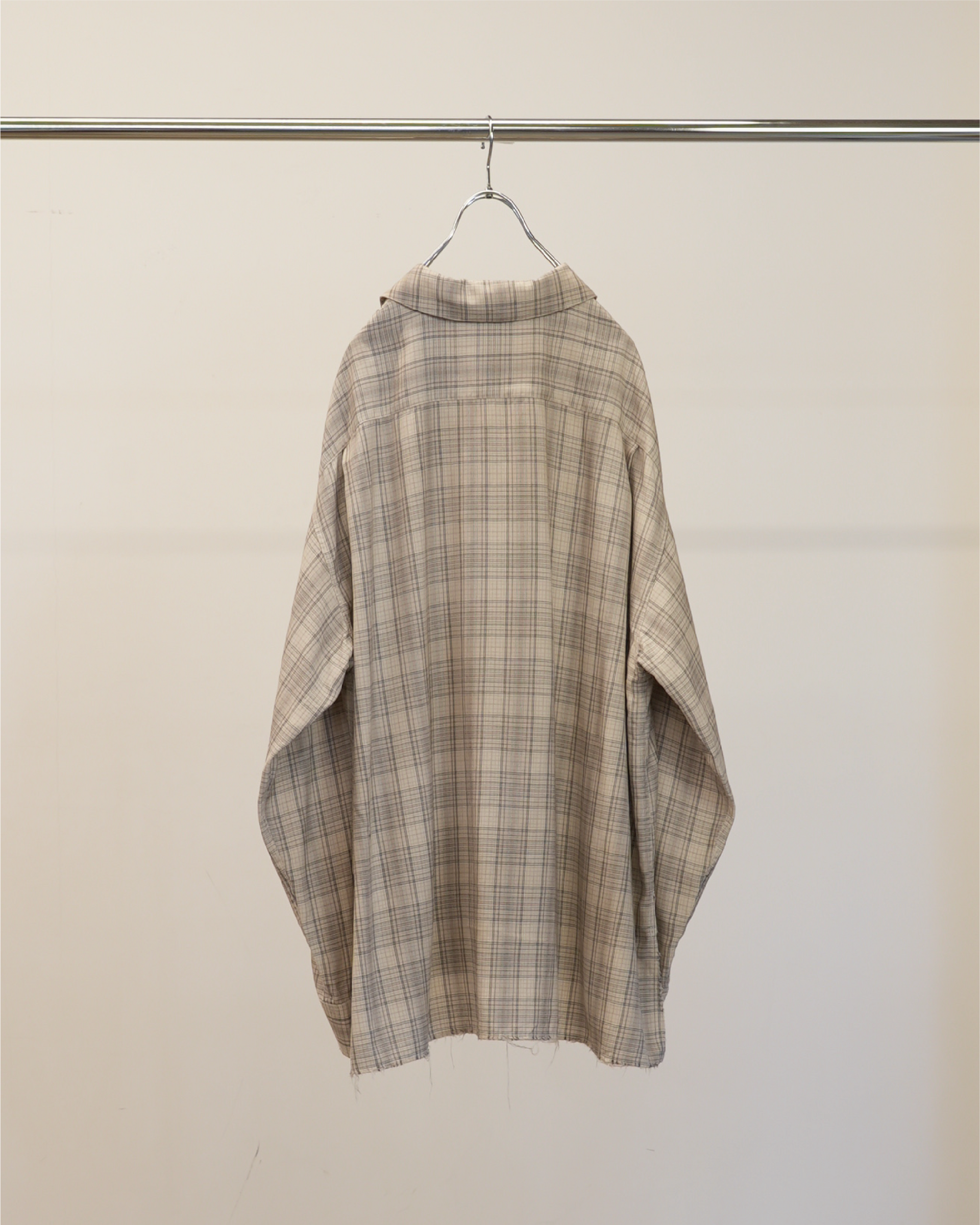 【ANCELLM】AGING RAYOM CHECK SHIRT - BEIGE