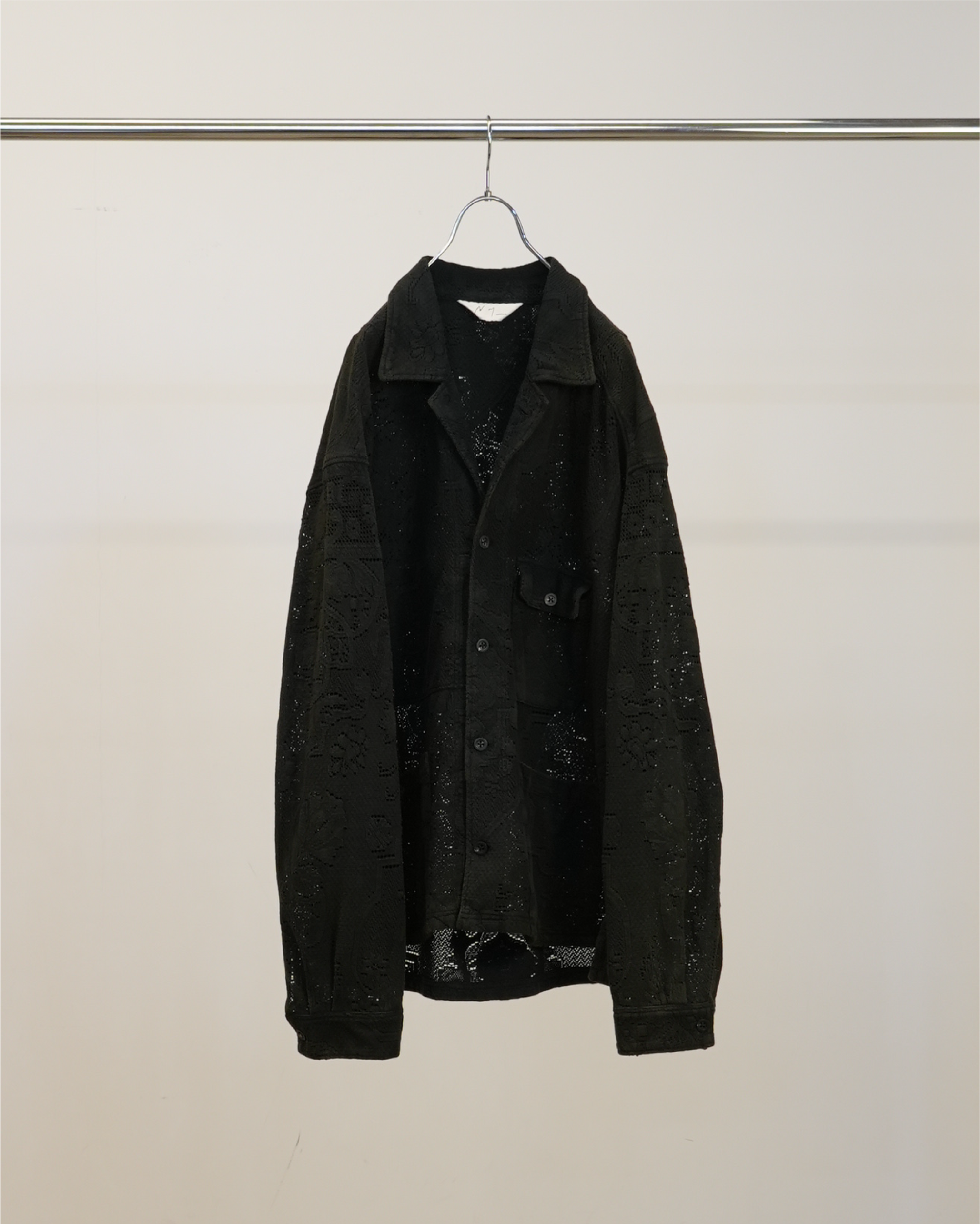 [ANCELLM] AGING LACE WORK SHIRT - BLACK