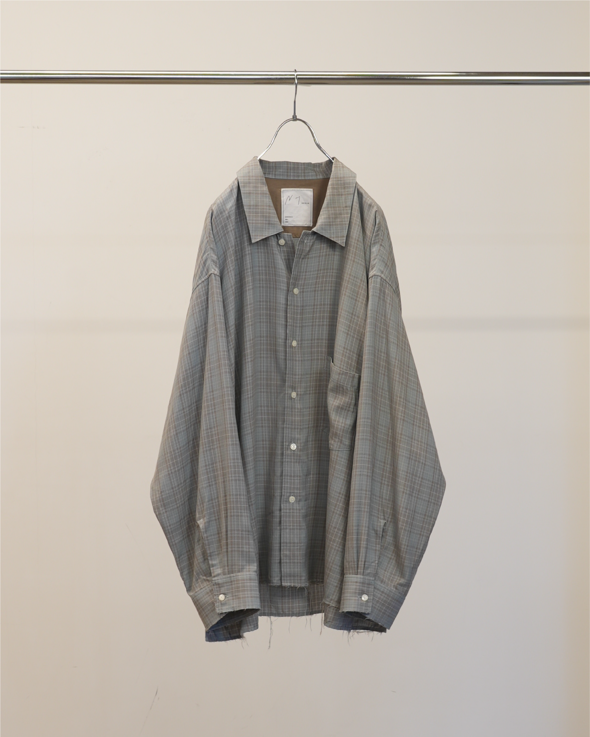 [ANCELLM] AGING RAYOM CHECK SHIRT - BLUE