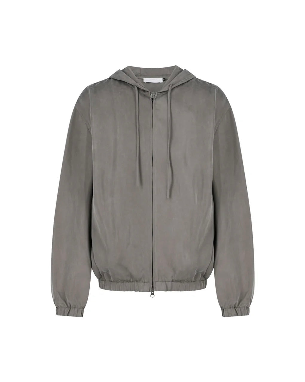 【AMOMENTO】CUPRO HOOD ZIP UP JUMPER - GRAY