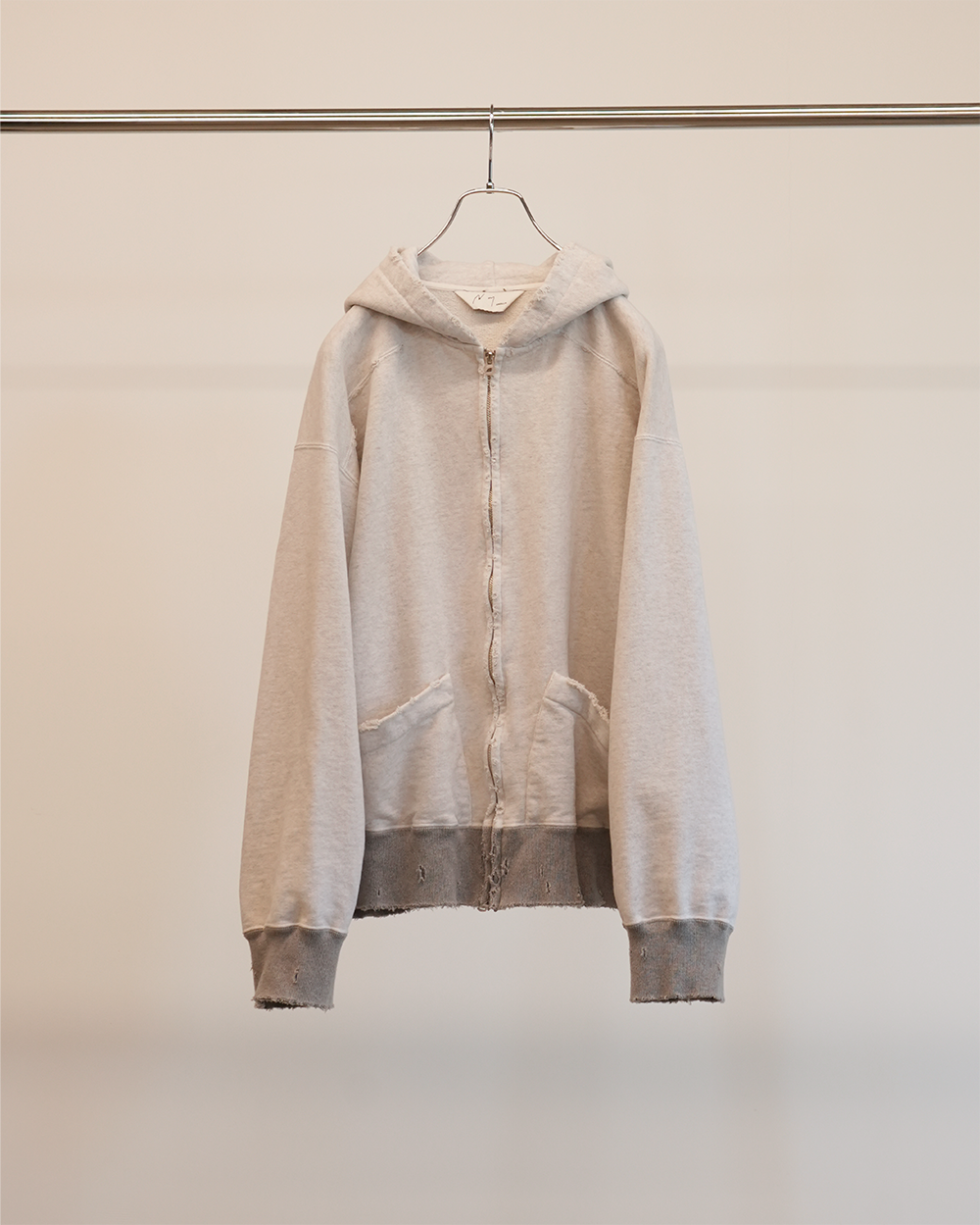 【ANCELLM】ZIPUP HOODIE - HEATHER WHITE