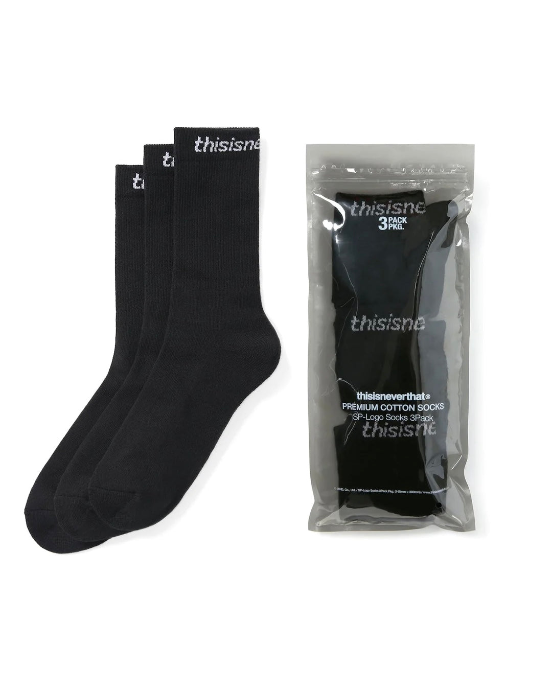 【THISISNEVERTHAT】SP-LOGO SOCKS 3PACK - BLACK