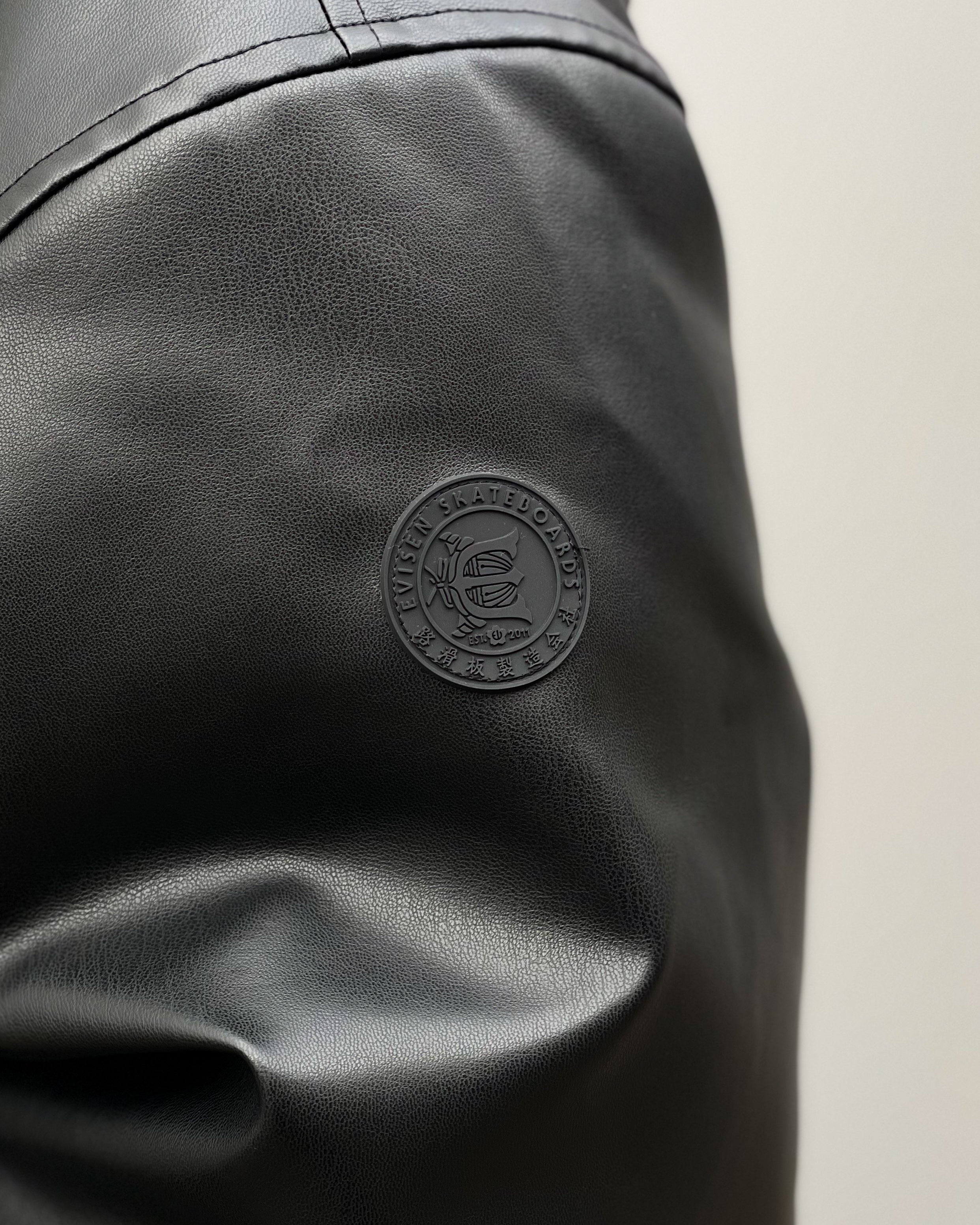 【EVISEN SKATEBOARDS】2-WAY COLLAR LEATHER DOWN JACKET - BLACK