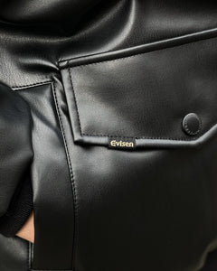 【EVISEN SKATEBOARDS】2-WAY COLLAR LEATHER DOWN JACKET - BLACK