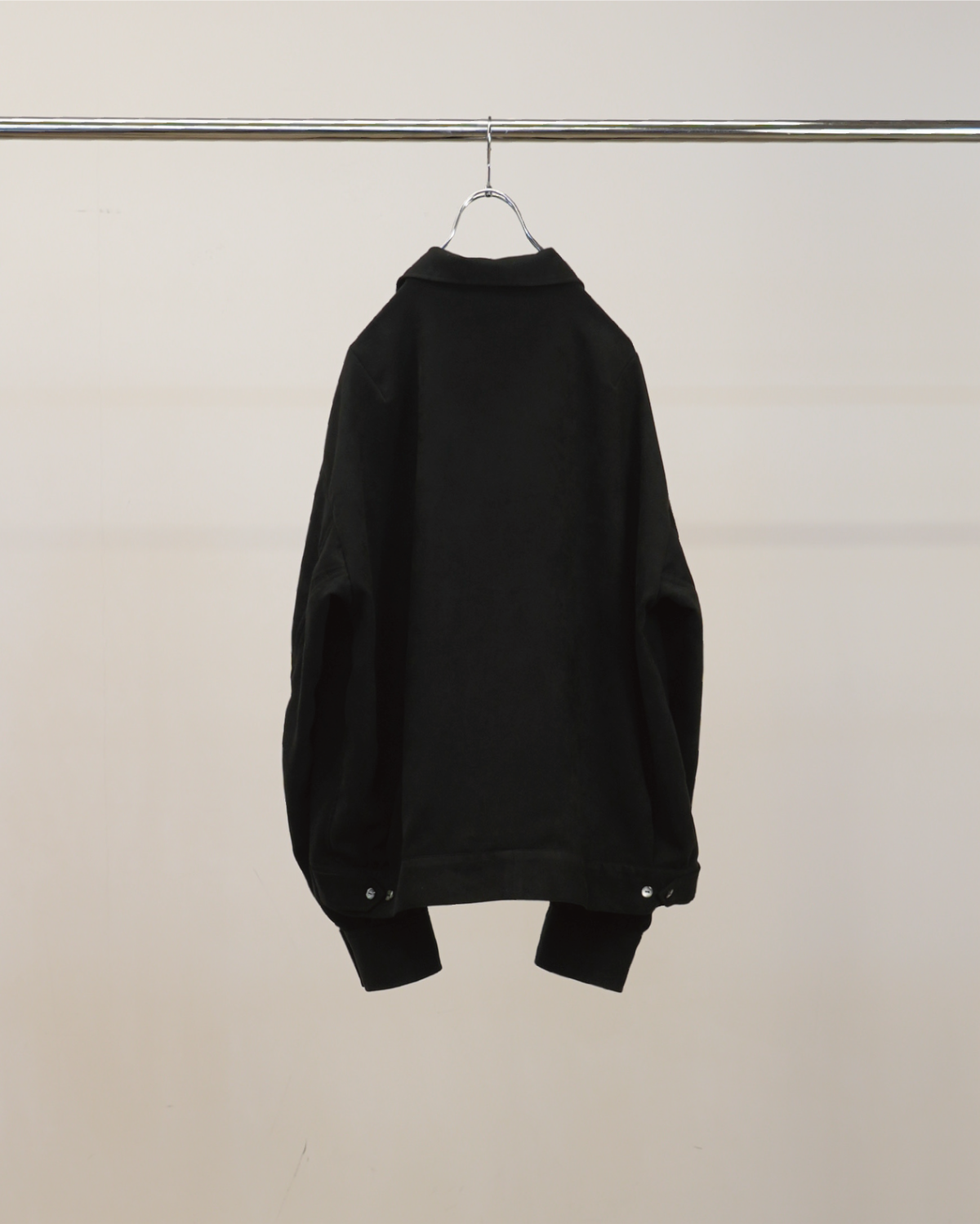 [ANCELLM] VEGAN SUEDE OPEN COLLAR SHIRT - BLACK