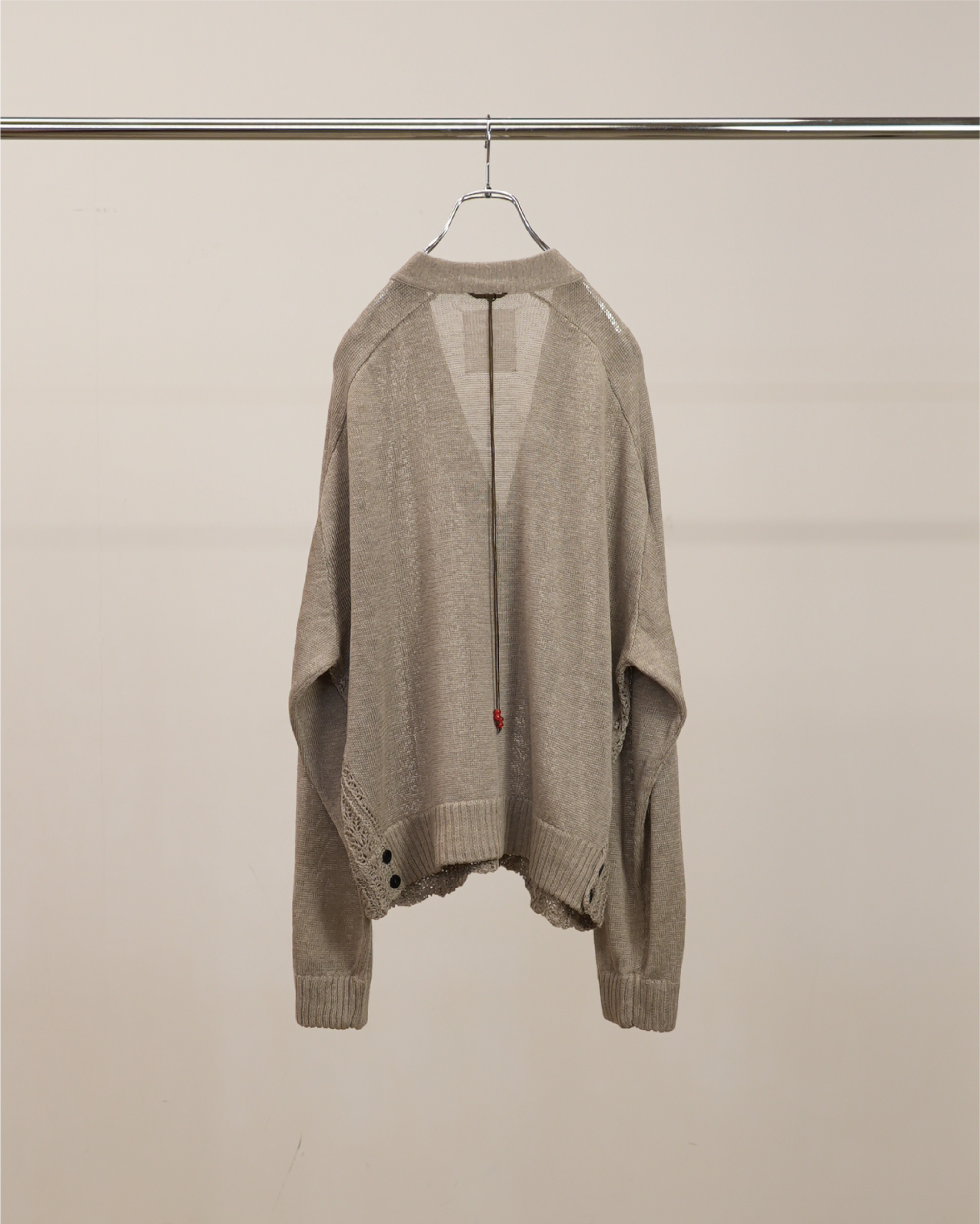 [ANCELLM] LACED KNIT CARDIGAN - BEIGE