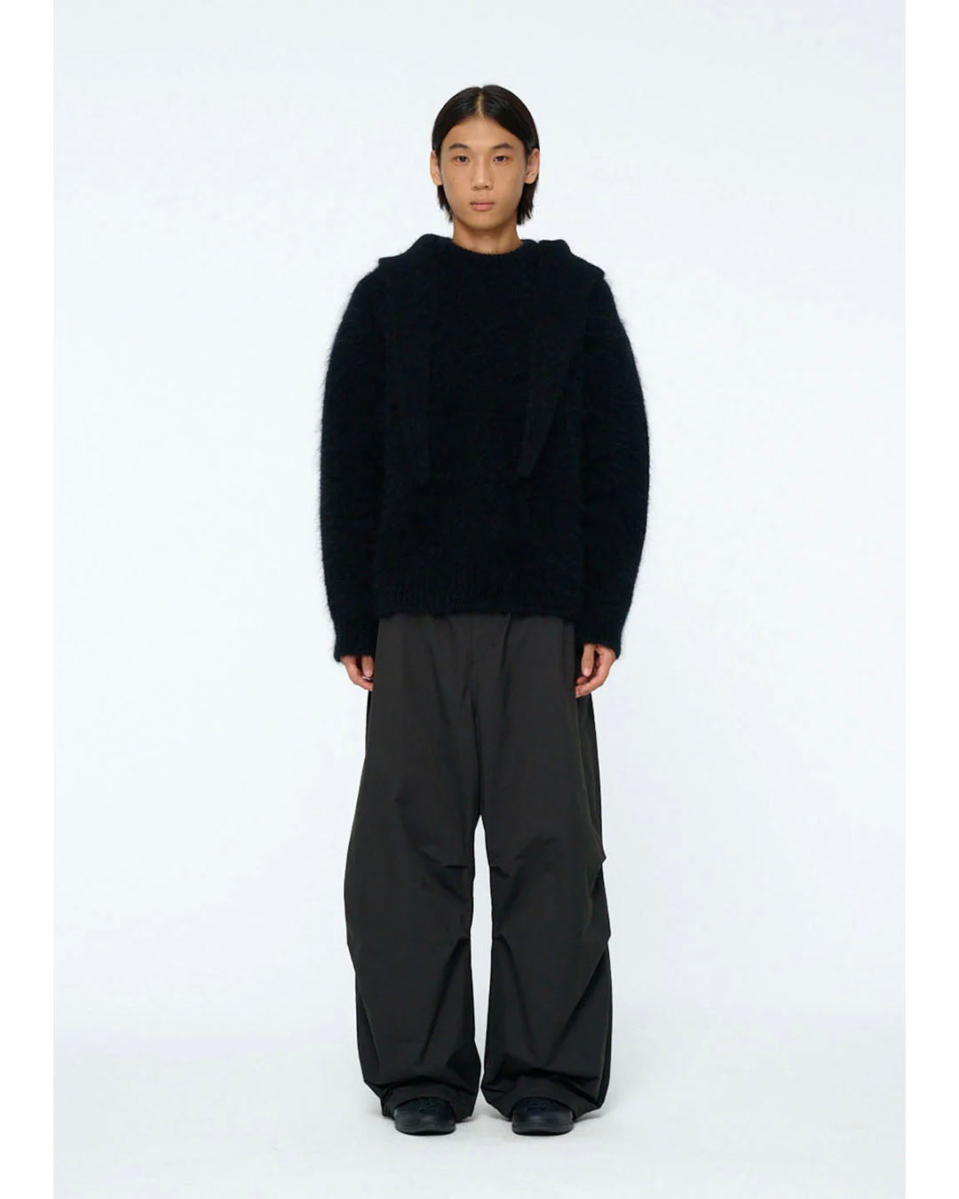 AMOMENTO】HAIRY BALACLAVA SCARF - BLACK