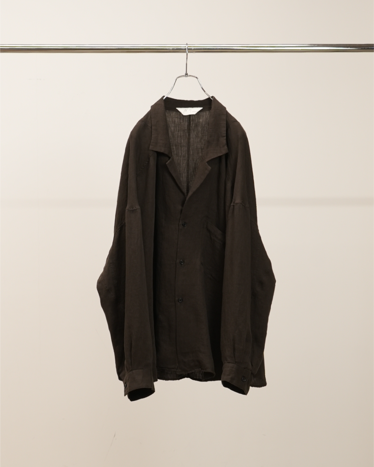 【ANCELLM】100/S LINEN TAILORED SHIRT - BROWN