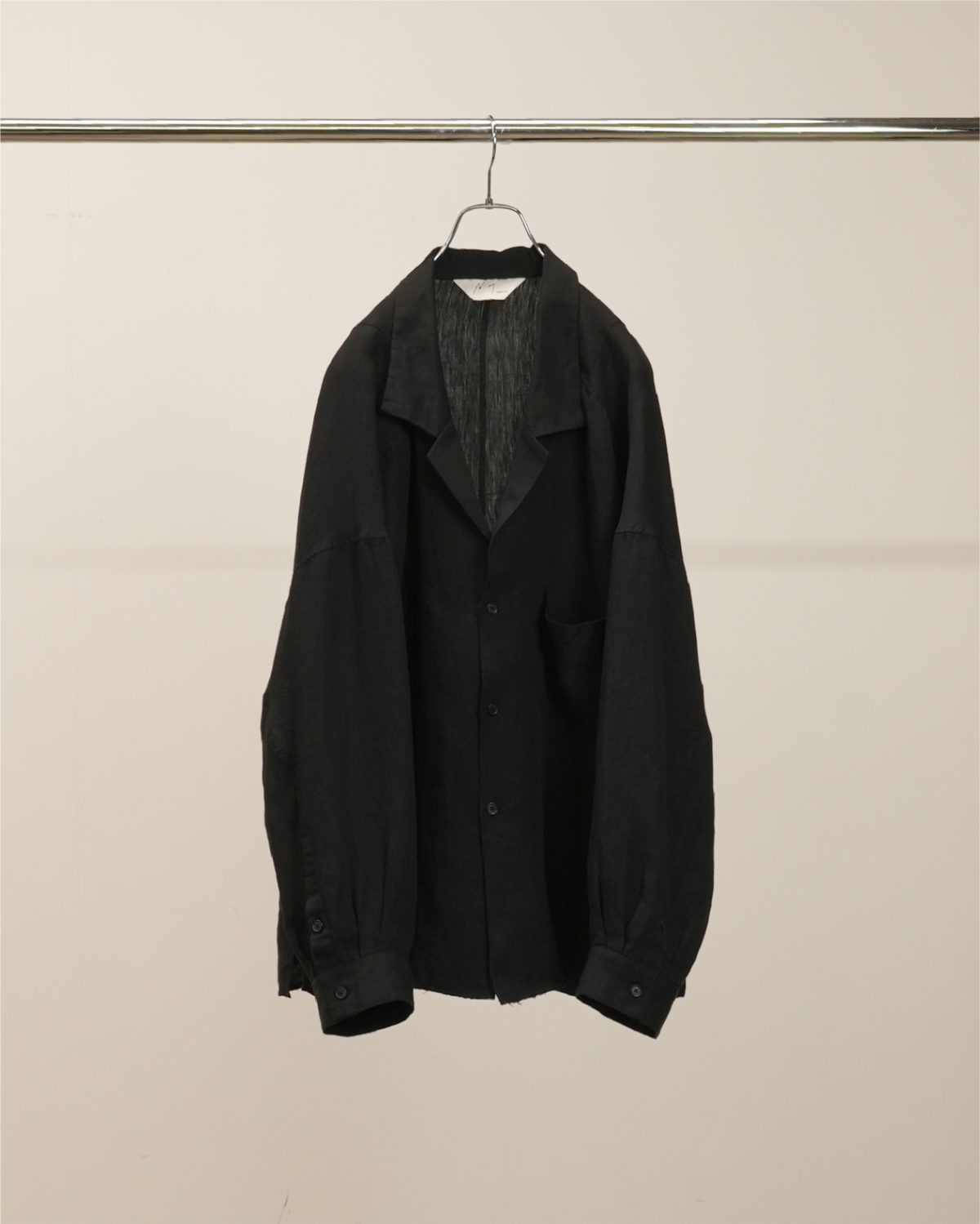 【ANCELLM】100/S LINEN TAILORED SHIRT - BLACK