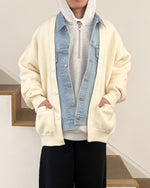 Load image into Gallery viewer, [SOFTHYPHEN] DENIM MIX CARDIGAN - WHITE
