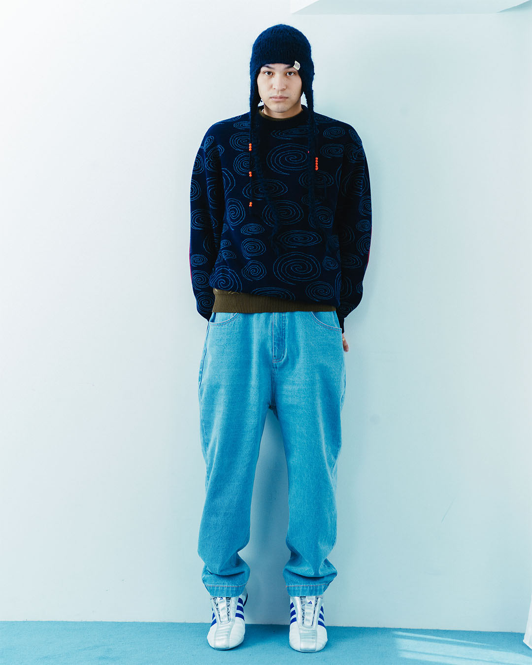 SOL】HAND-KNITTED FLIGHT CAP - NAVY