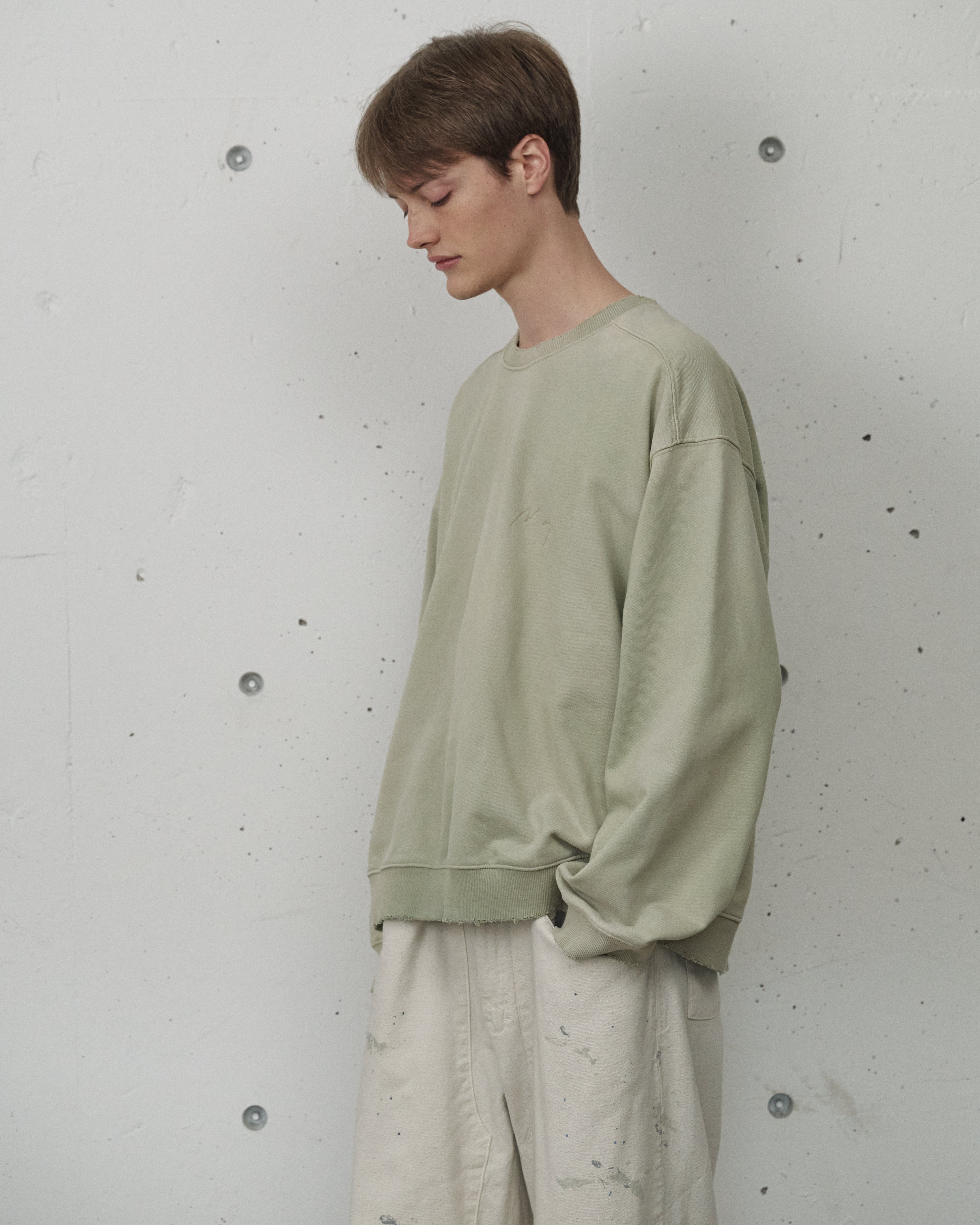ANCELLM】UNEVENNESS SWEAT SHIRT - GRAYMINT