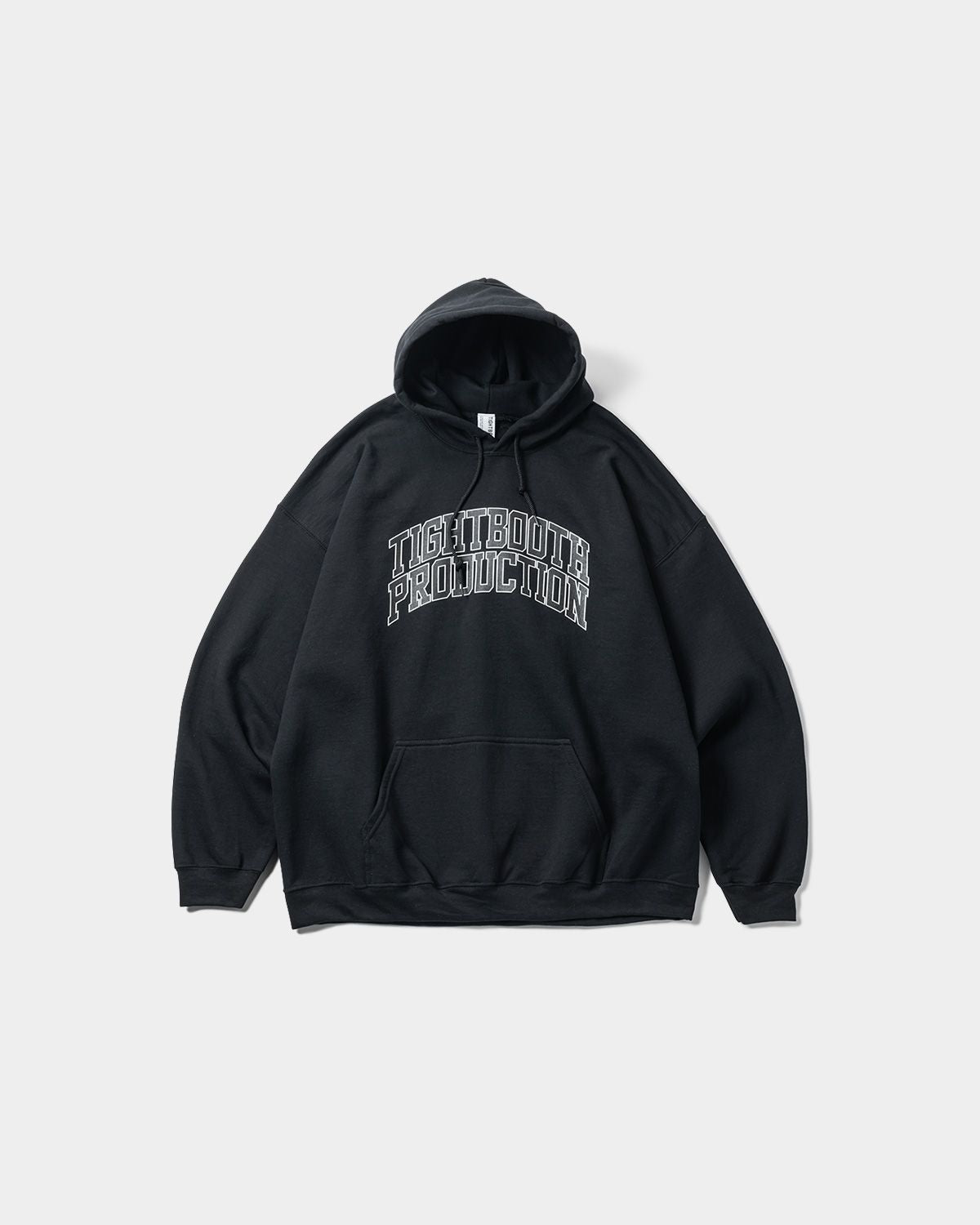 【TIGHTBOOTH】COLLEGE HOODED SWEAT SHIRT - BLACK