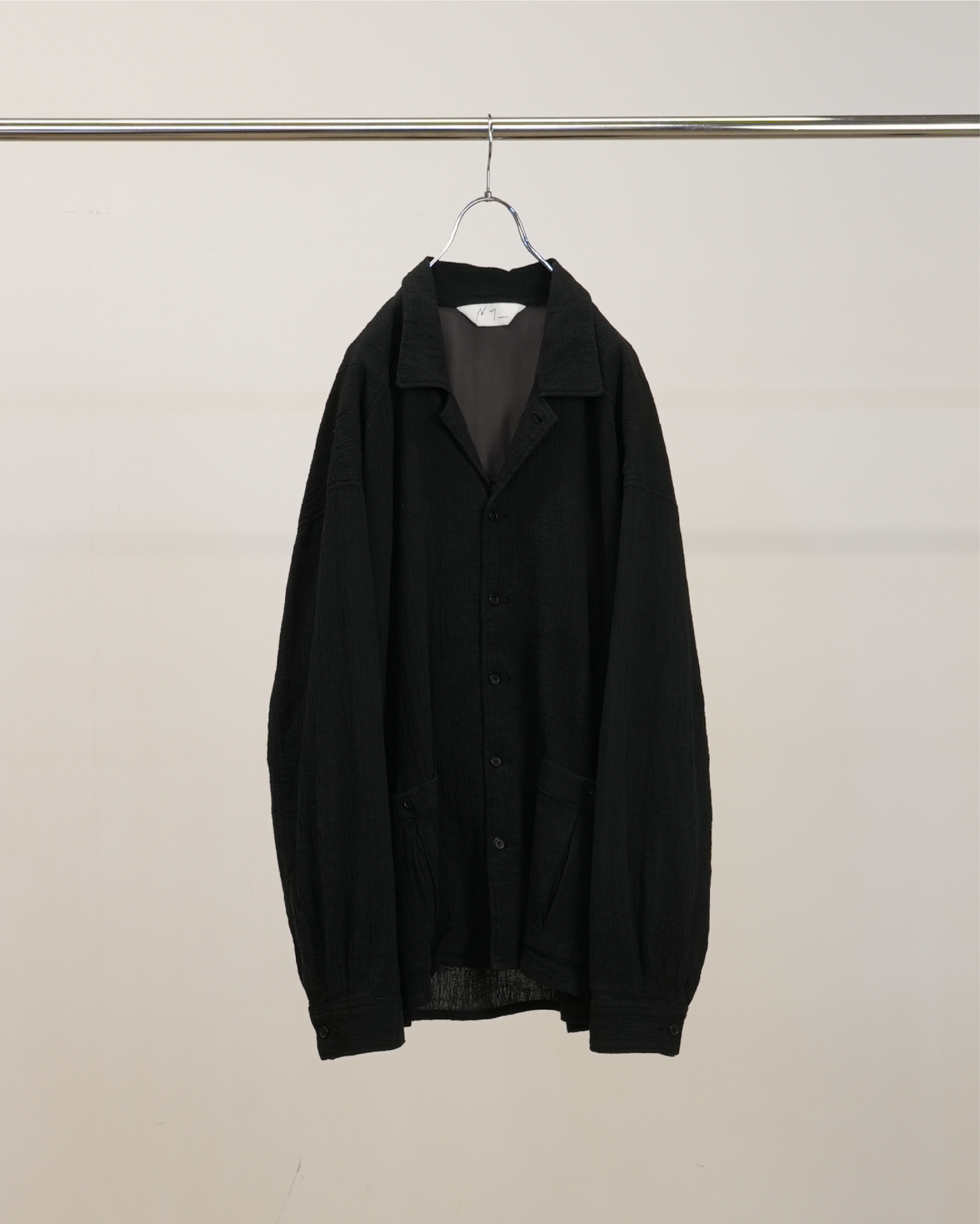 【ANCELLM】CREPE SHIRT JACKET - BLACK