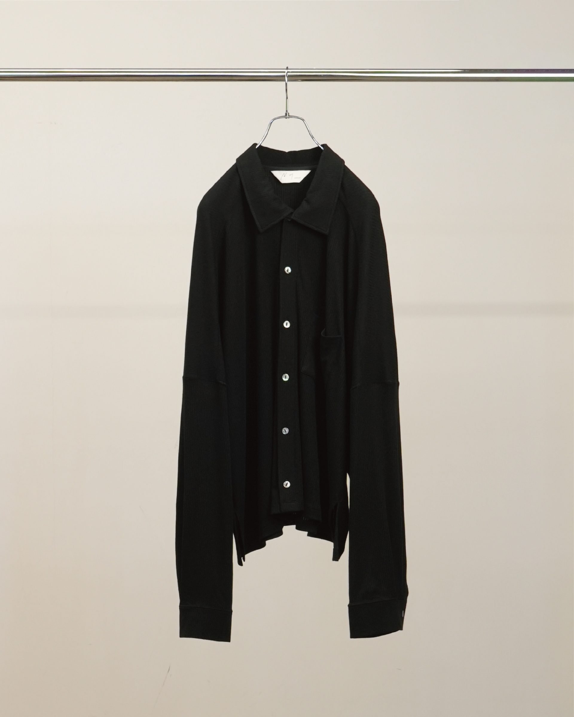【ANCELLM】CAS/SIL KIMONO KNIT SHIRT - BLACK