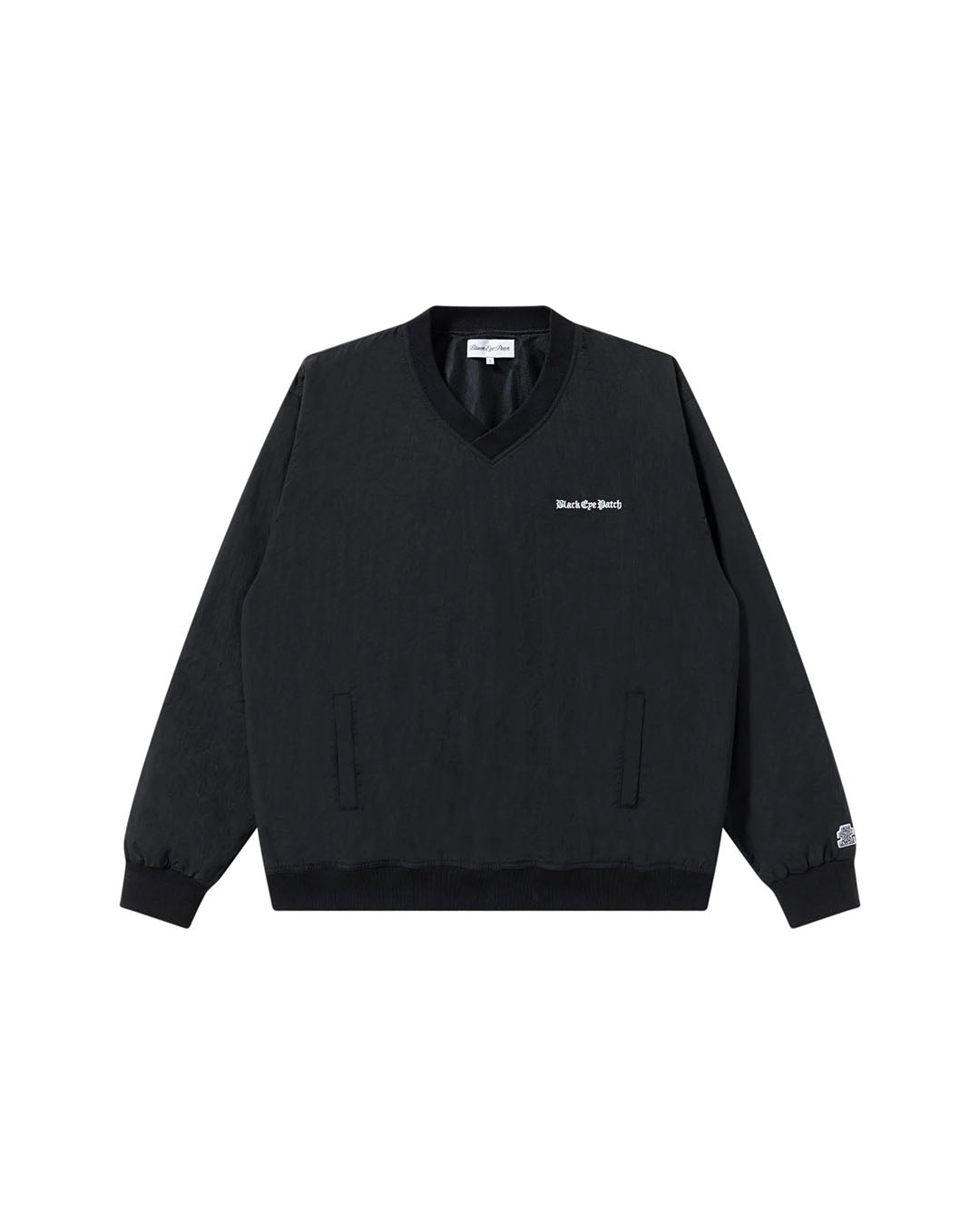 【BLACKEYEPATCH】BLACKLETTER V NECK NYLON PULLOVER - BLACK