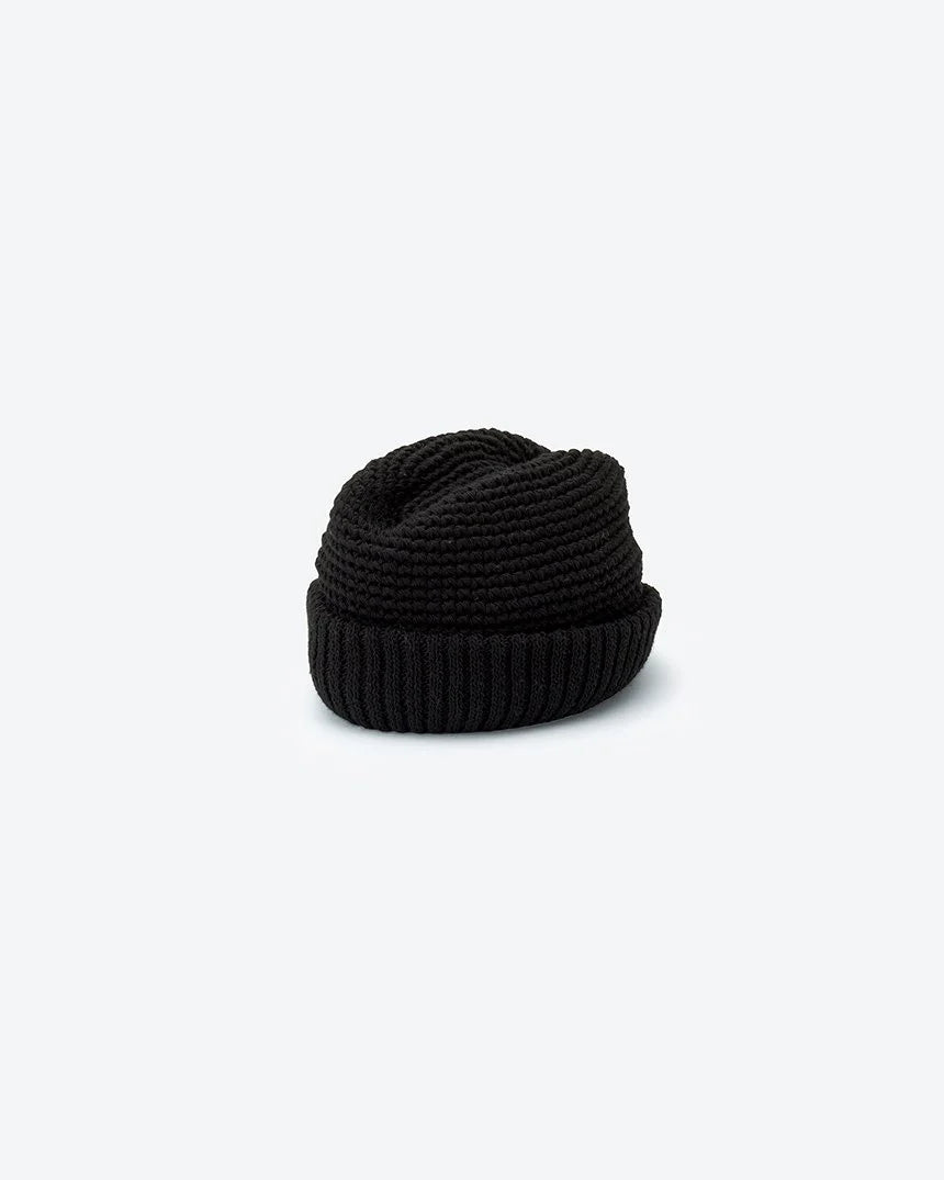 【KIJIMA TAKAYUKI】WOOL PAPER KNIT GARRISON CAP - BLACK