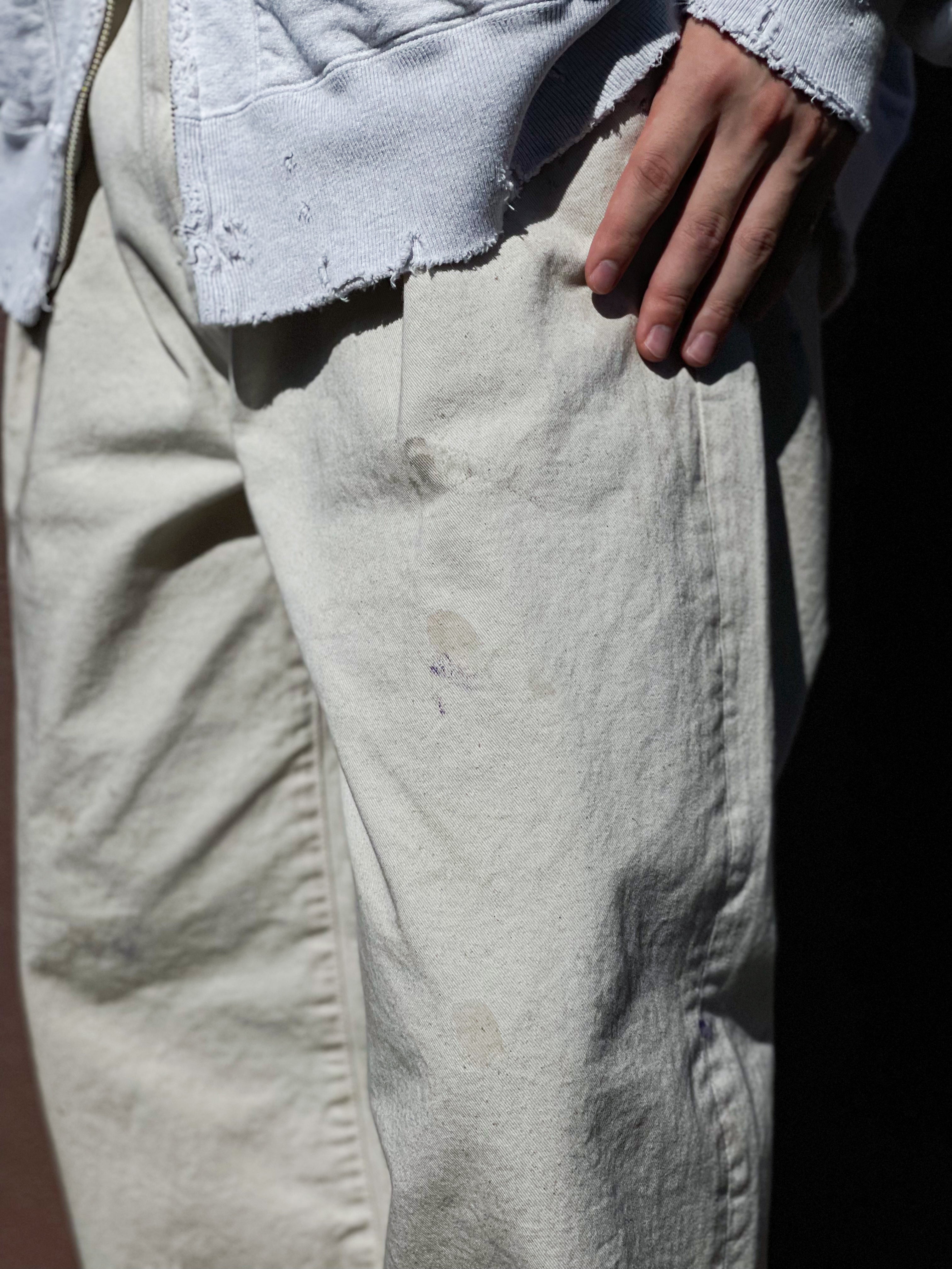 新品】ANCELLM PAINT CHINO TROUSERS IVORY 1