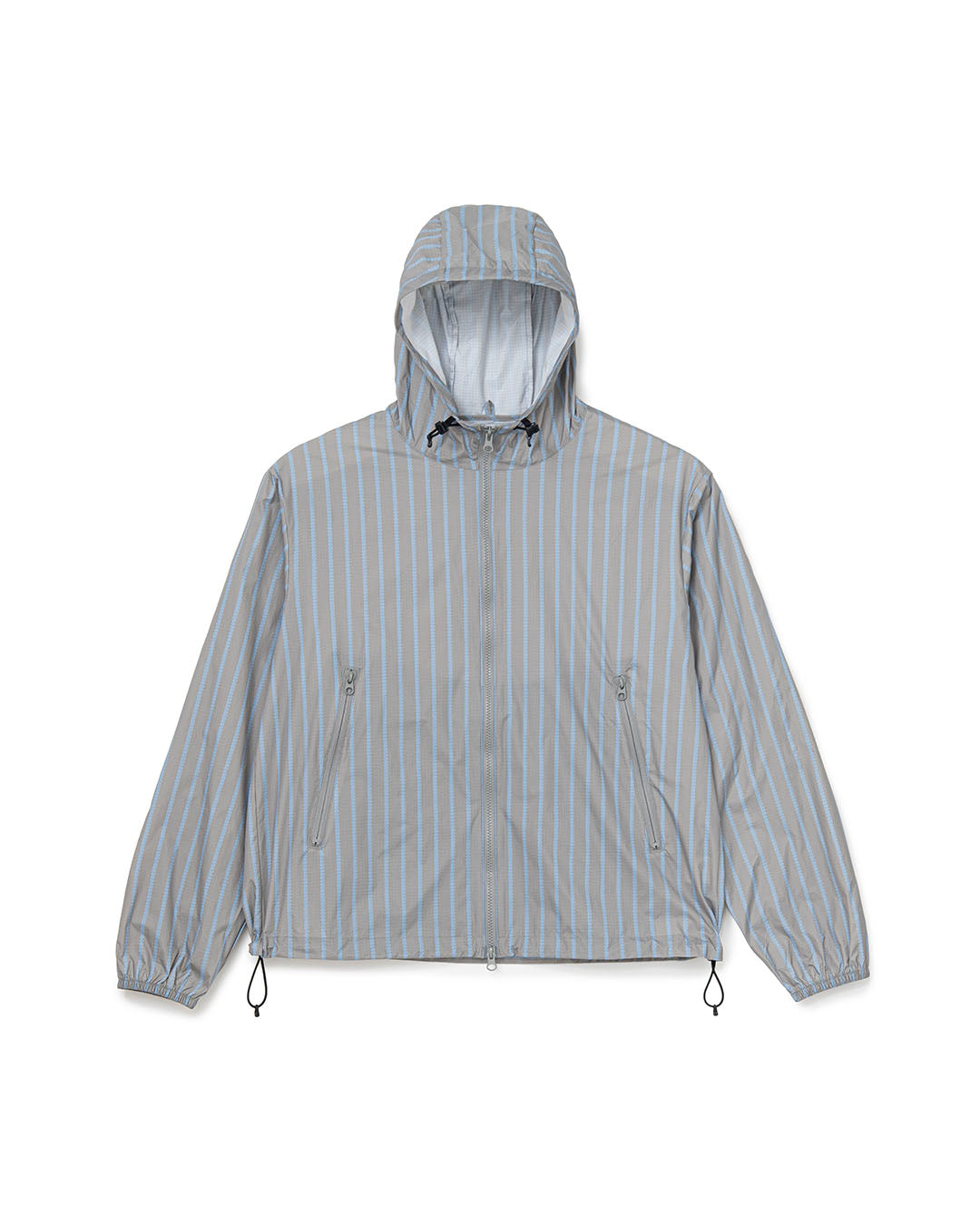 [SOL] STRIPE NYLON HOODED JACKET - GRAY
