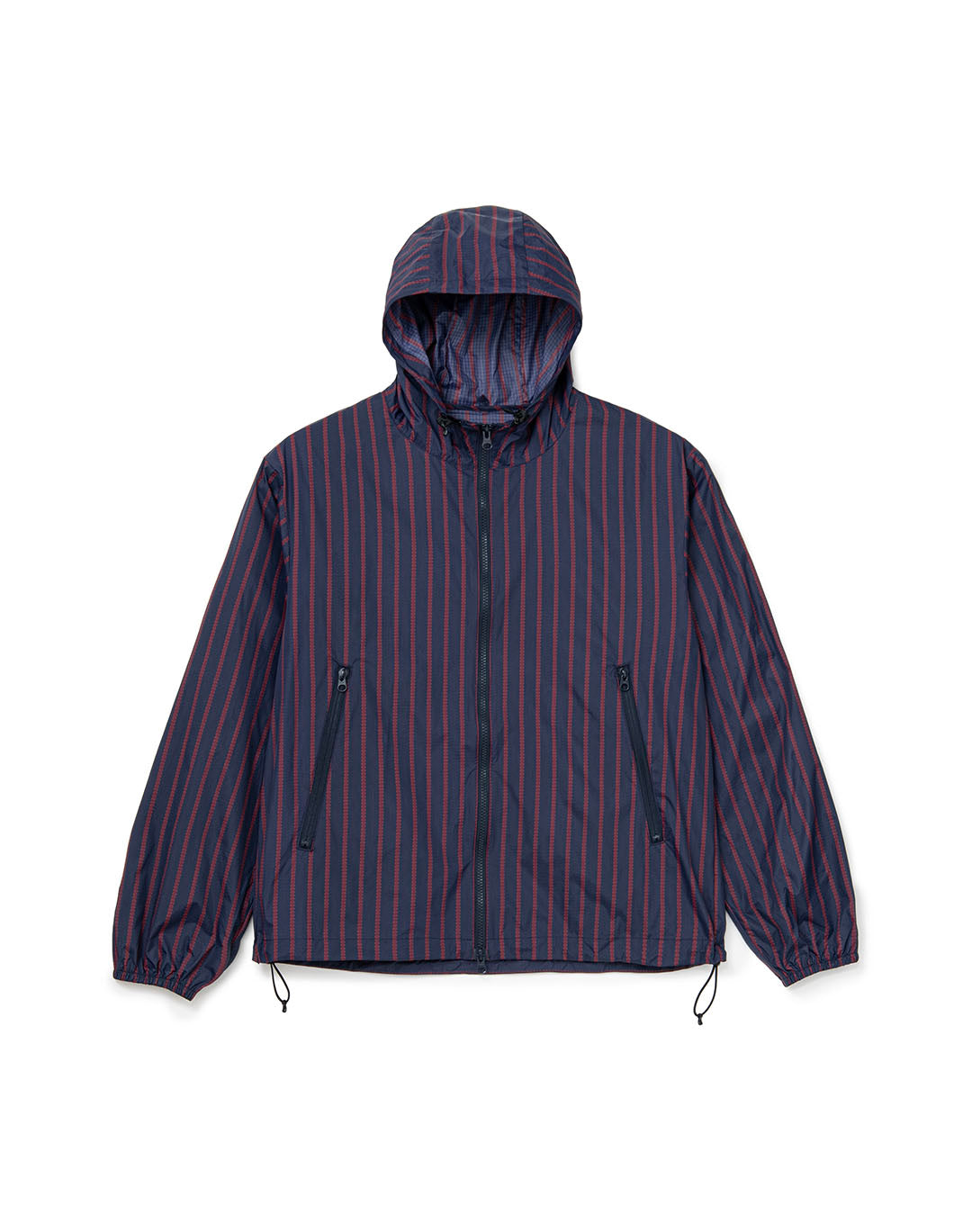 [SOL] STRIPE NYLON HOODED JACKET - NAVY