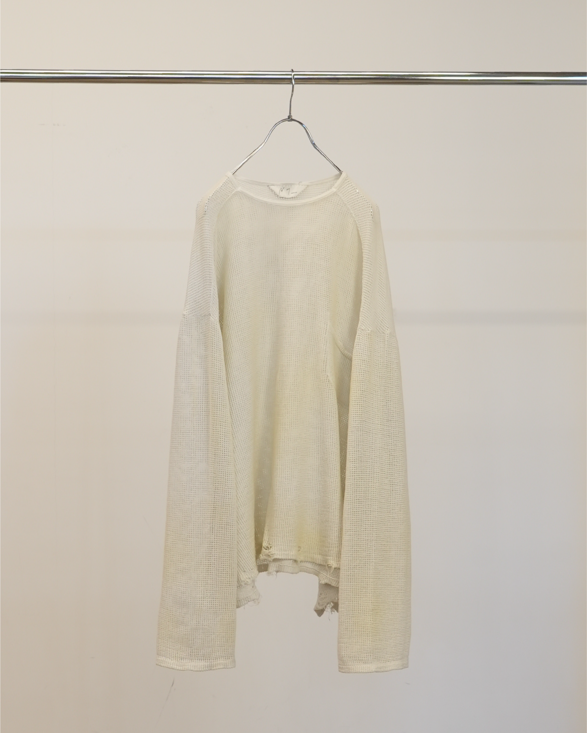 【ANCELLM】UNEVENNESS MESH LS - WHITE
