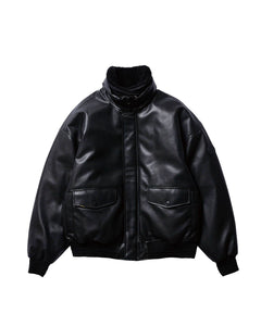 【EVISEN SKATEBOARDS】2-WAY COLLAR LEATHER DOWN JACKET - BLACK