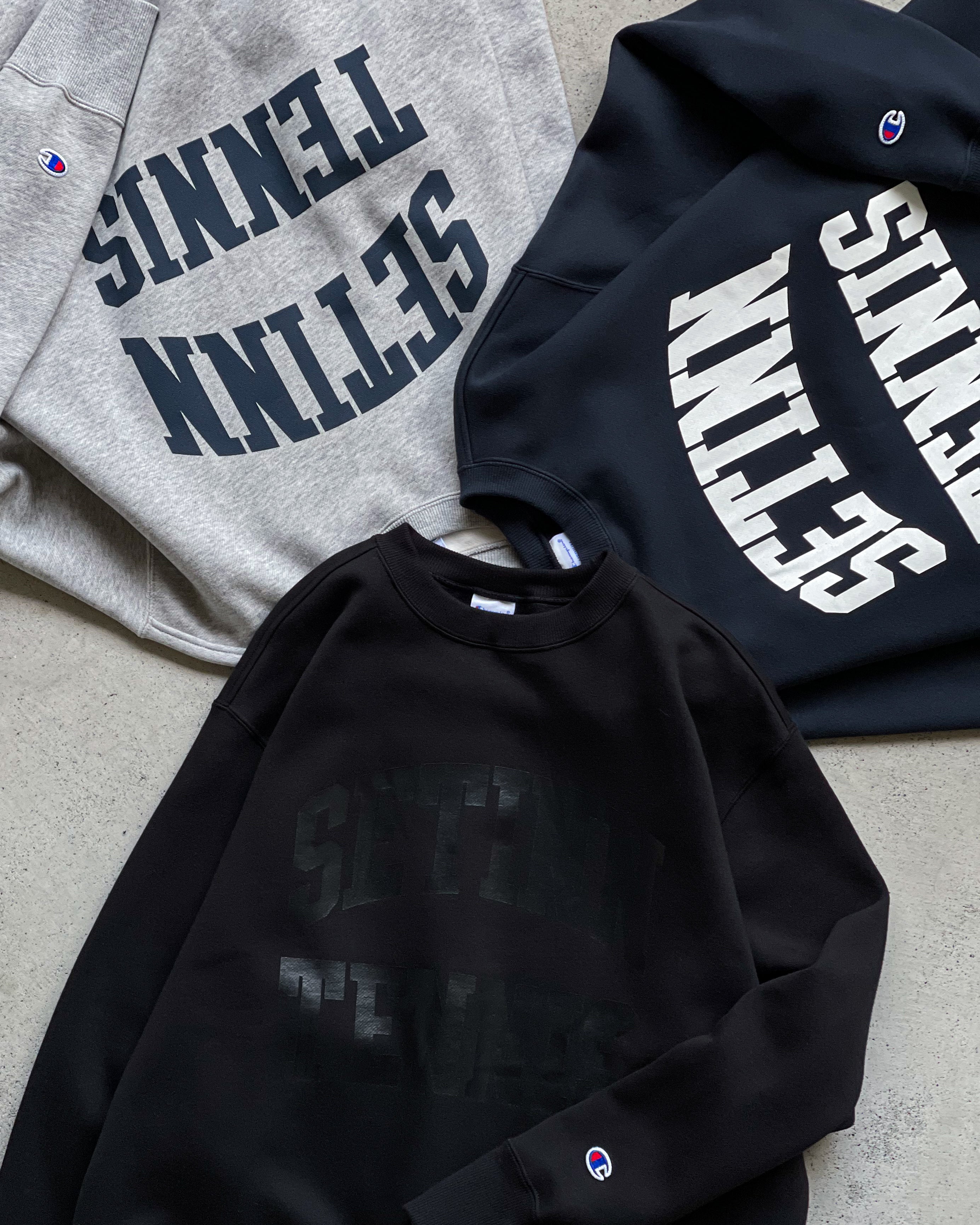SETINN】Champion STN TENNIS CREW SWEAT - BLACK