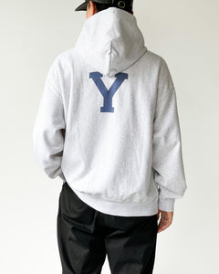 【blurhms ROOTSTOCK】PRINT SWEAT HOODIE P/O BIG - HEATHER WHITE × ALE-Y