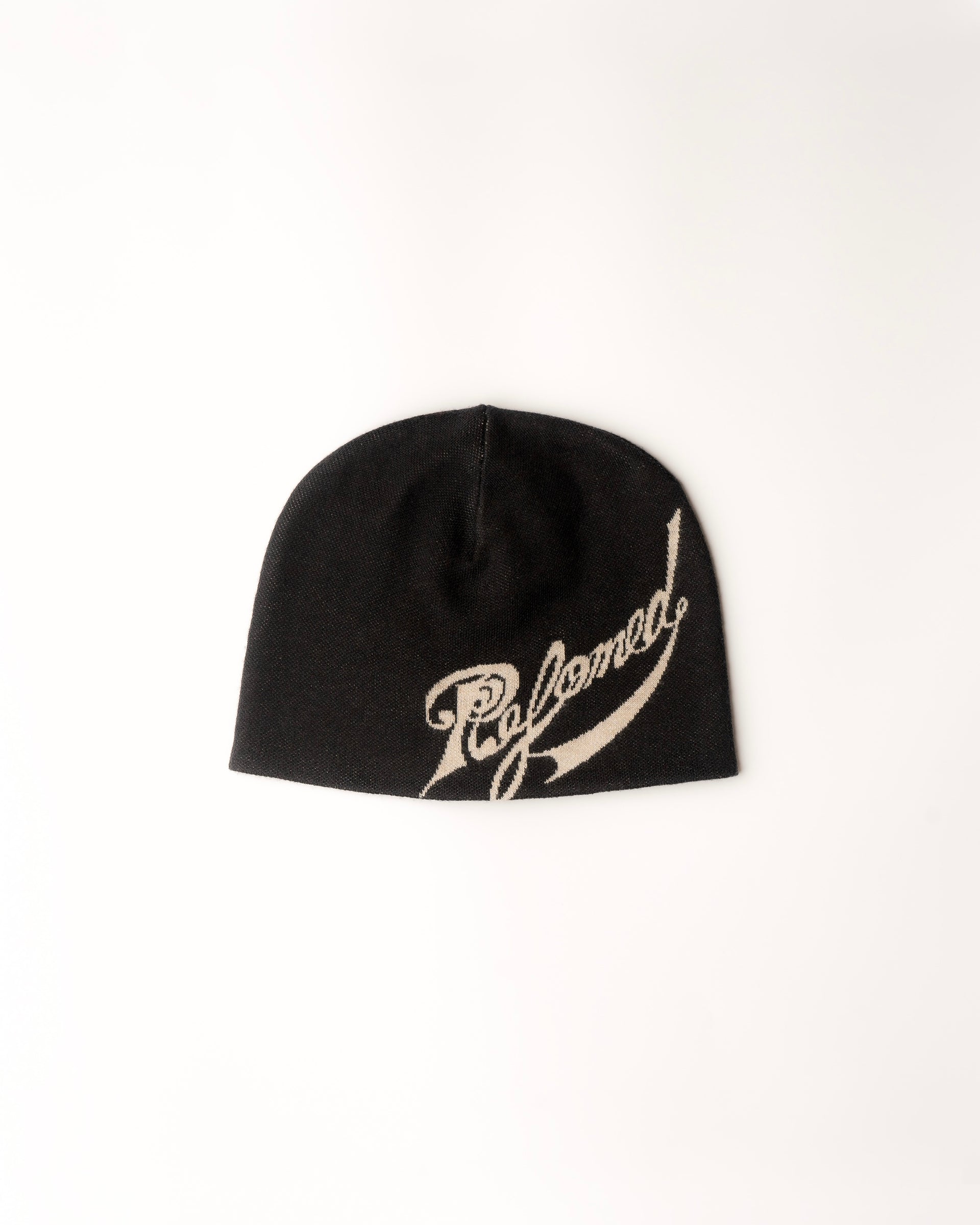 【REFOMED】SCRIPT LOGO REVERSIBLE BEANIE - BLACK/BROWN