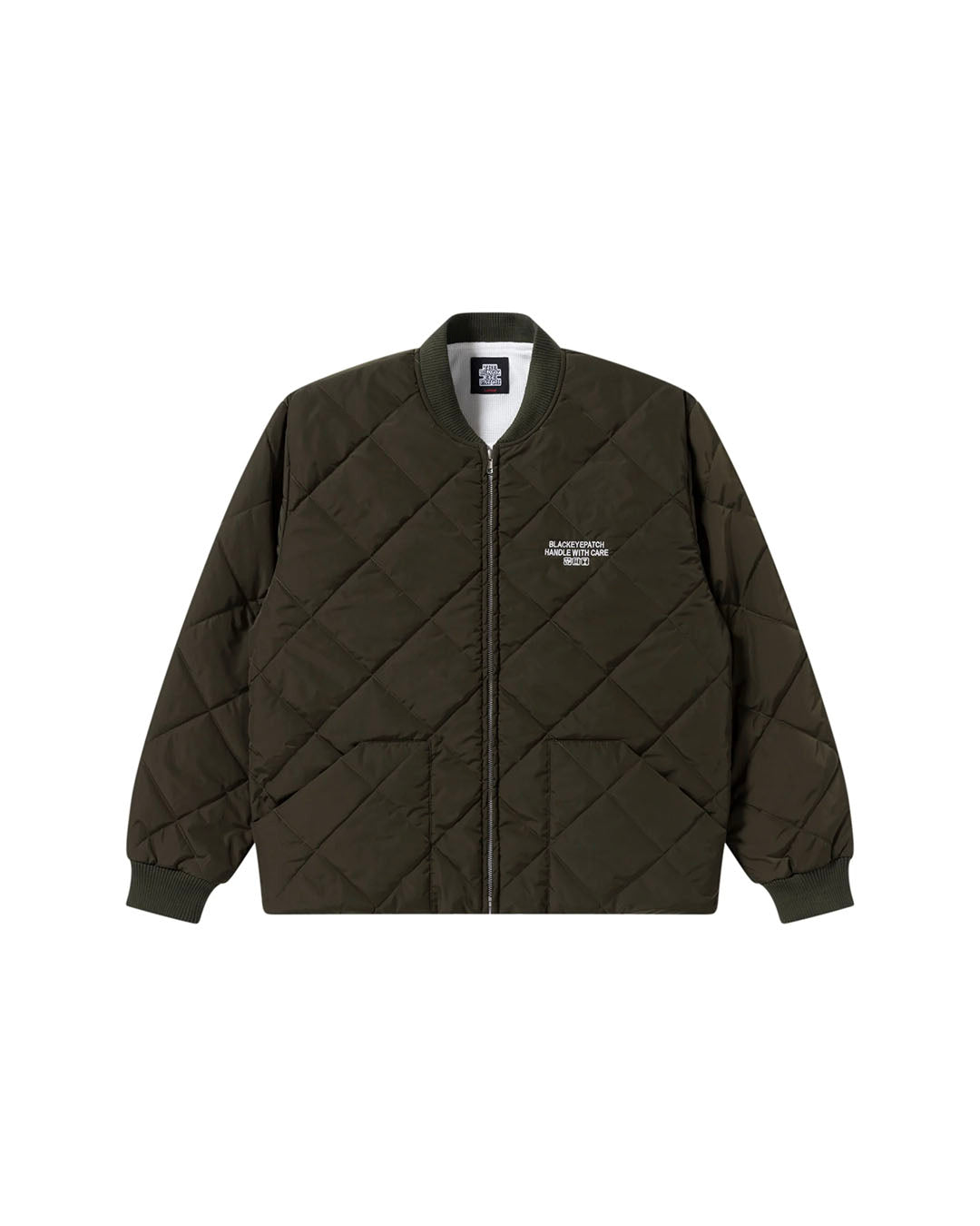 【BLACKEYEPATCH】HWC LABEL EMBROIDERED QUILTED JACKET - OLIVE