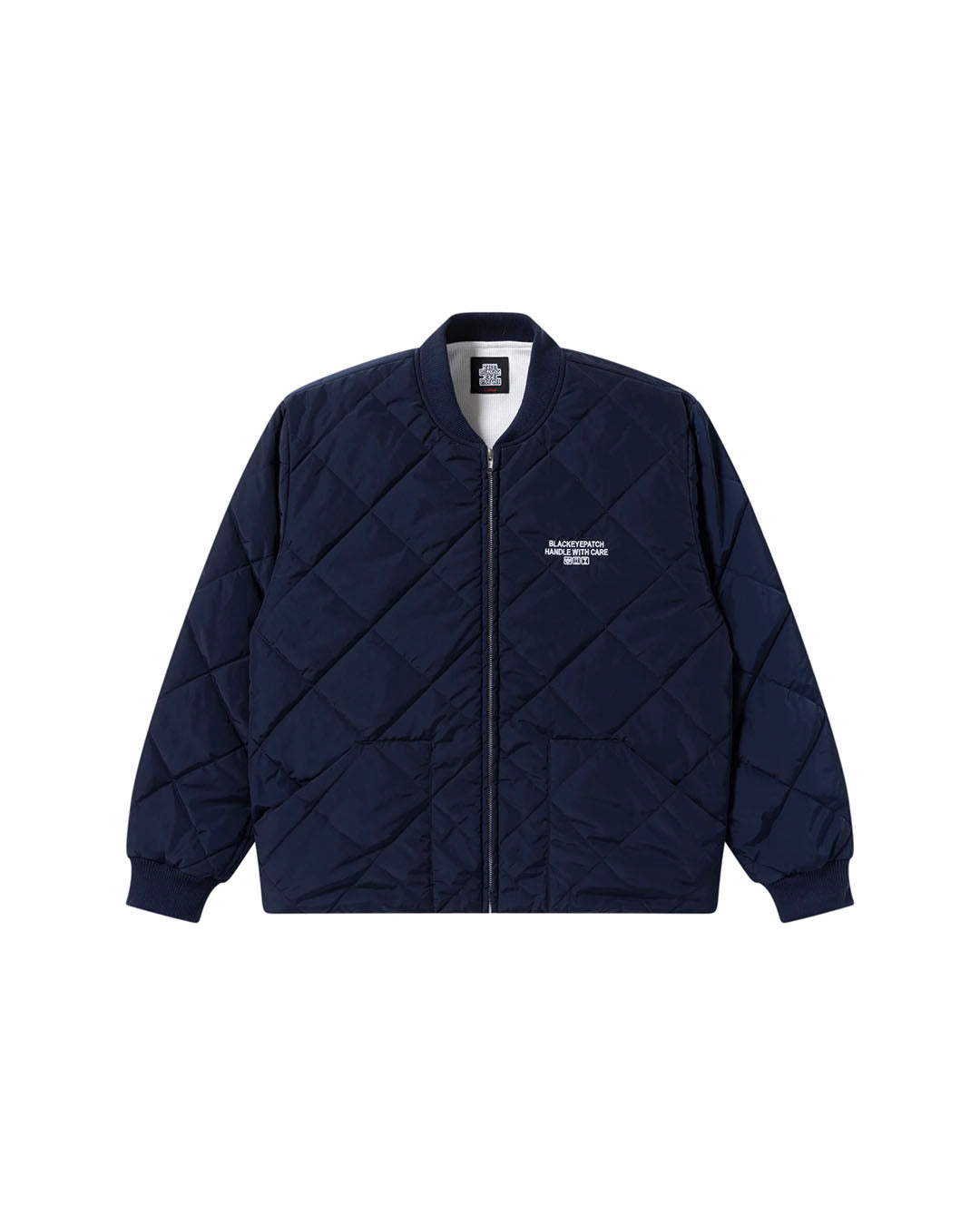 【BLACKEYEPATCH】HWC LABEL EMBROIDERED QUILTED JACKET - NAVY