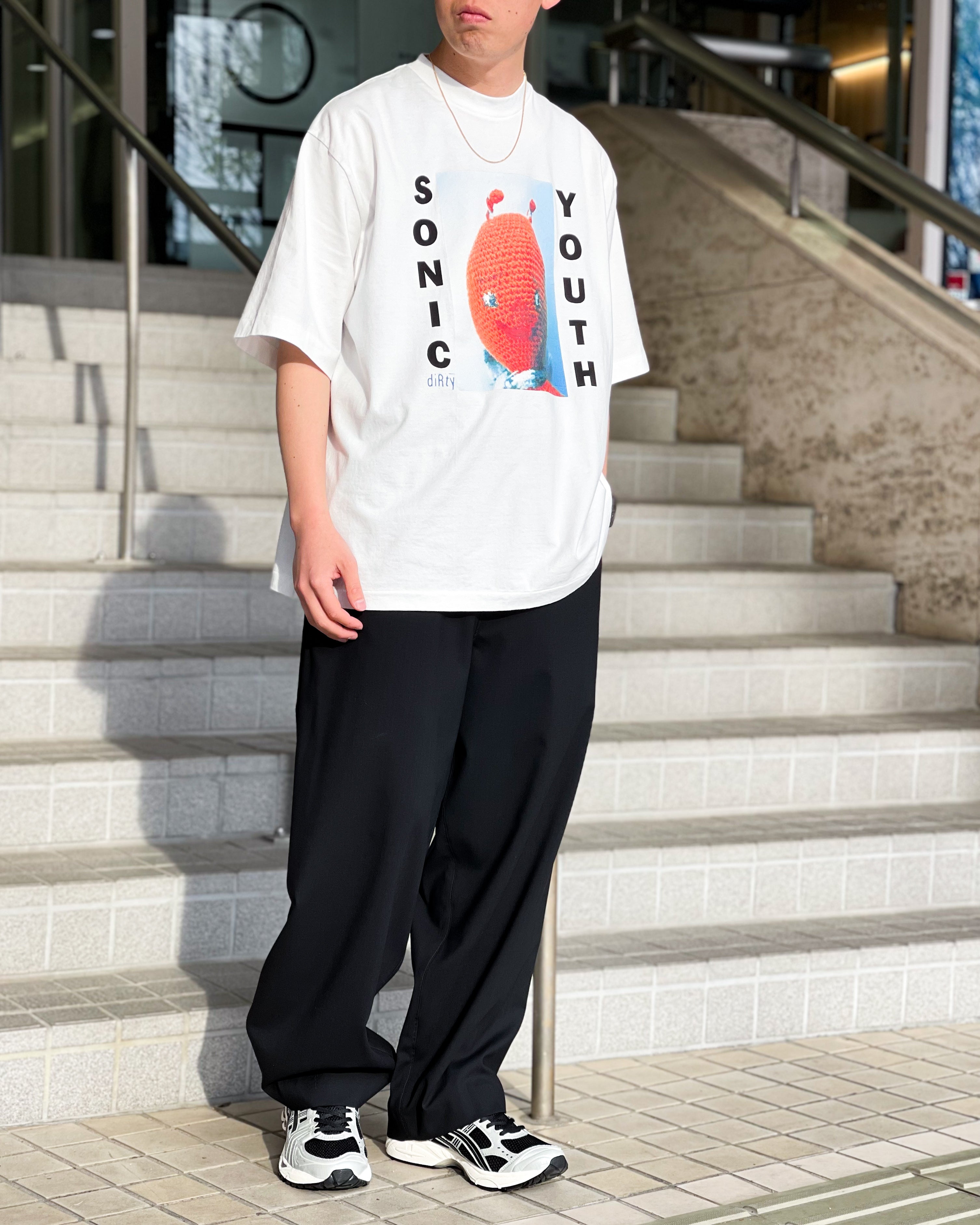 【blurhms ROOTSTOCK】DIRTY PRINT TEE WIDE - WHITE