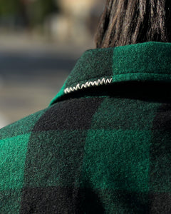 【REFOMED】GRANNY REPAIR WRIST PATCH WIDE CHECK SHIRT - GREEN ×BLACK